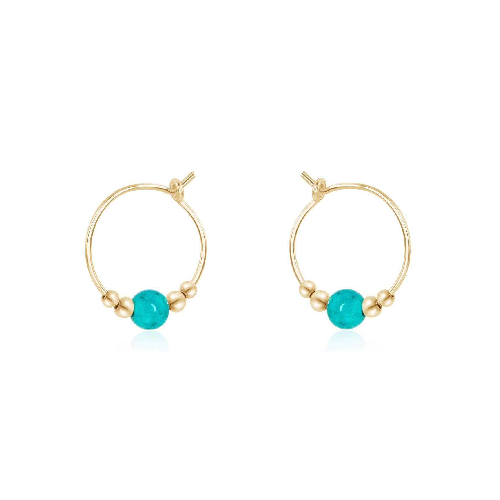 Tiny Turquoise Bead Hoop Earrings - Dainty Bohemian Jewelry for Women | Perfect for Everyday Wear, Parties & Gifts