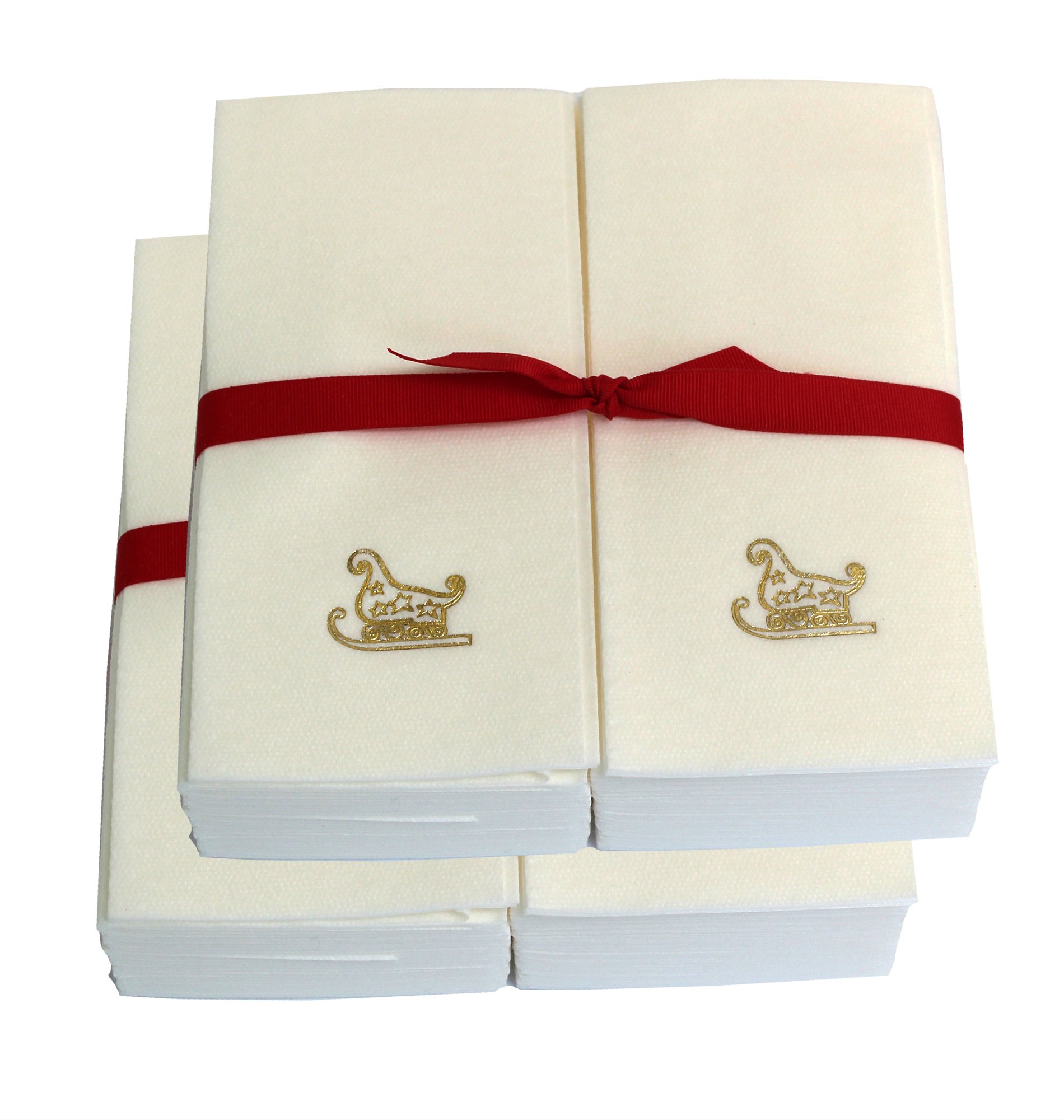 Premium Disposable Guest Hand Towels - 100 Count, Gold Sleigh Embossed Design - Perfect for Parties, Weddings & Luxury Bathrooms