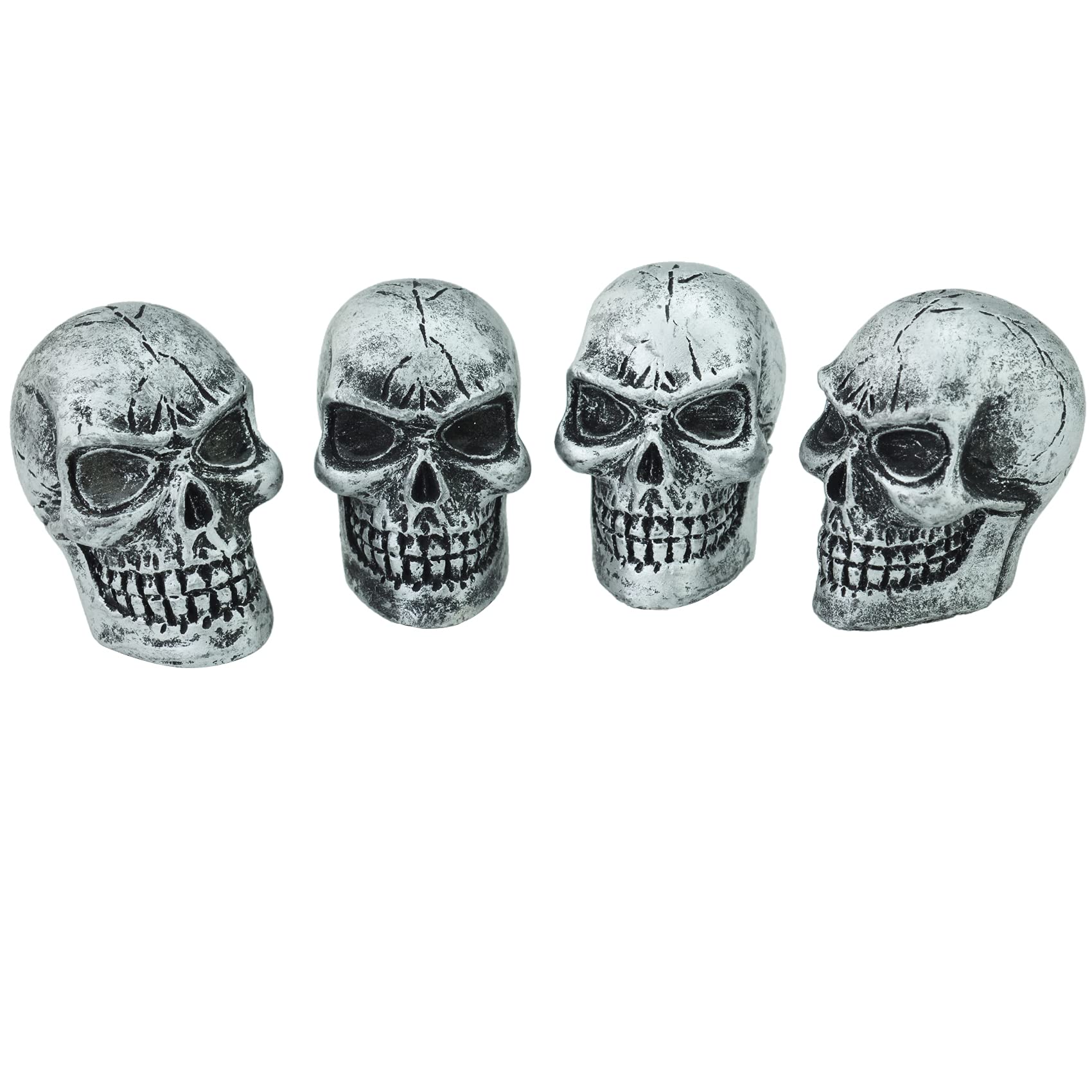 Abfer Skull Tire Valve Stem Covers - Silver Metal Air Caps for Cars, Trucks, Motorcycles & Bikes - Universal Fit for Most Vehicles - Durable Decorative Wheel Accessories - Perfect for Car Enthusiasts & Customization Projects