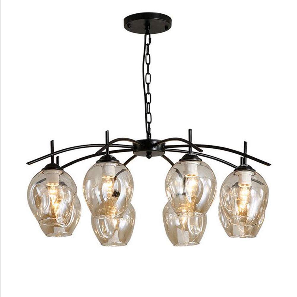 Modern Nordic Magic Bean Chandelier - 8-Light E26 Ceiling Pendant Light with Glass Shade for Living Room, Dining Room, Bedroom & Restaurant | Black Finish | Elegant Lighting for Home Decor & Commercial Spaces