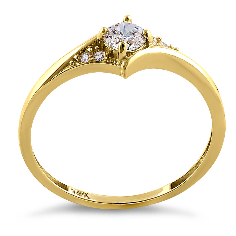 14K Yellow Gold Round Cut Cubic Zirconia Engagement Ring for Women - Perfect for Proposals, Anniversaries & Special Occasions