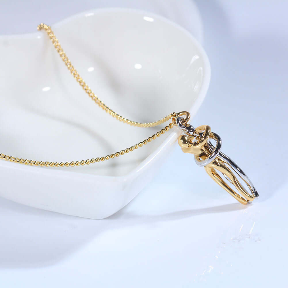 Romantic Couple Hugging Pendant Necklace - Sterling Silver Love Gift for Her/Him | Anniversary, Valentine's Day, Wedding Jewelry | JN9978