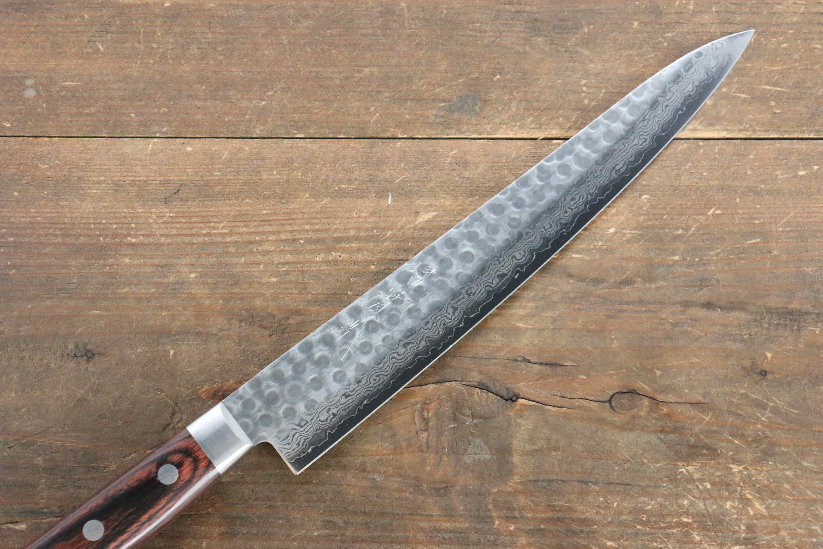 Premium Jikko VG10 17-Layer Sujihiki Knife 240mm - Japanese Sushi & Sashimi Chef Knife with Mahogany Handle - Perfect for Slicing Raw Fish, Meat & Vegetables