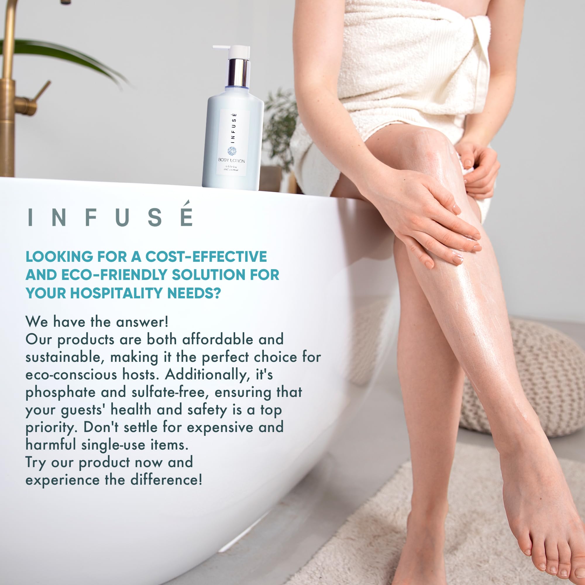 1-Shoppe Infuse 4 Piece Ecobox All-In-Kit | White Tea & Coconut Scented Soap, Shampoo, Conditioner, Body Wash & Lotion Set | 10.14 oz Travel-Size Toiletries | Bulk Hotel Amenities & Personal Care Products for Home, Gym & Vacation Use