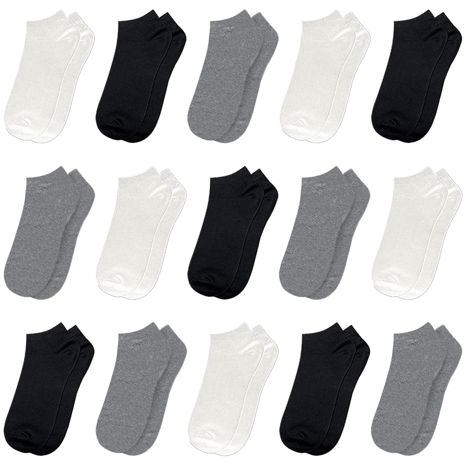 100 Pack Men's Ankle Socks - Size 10-13 Cotton Crew Socks in White & Black - Bulk Pack for Hiking, Running & Daily Wear - Breathable Comfort Socks for Workout & Casual Use