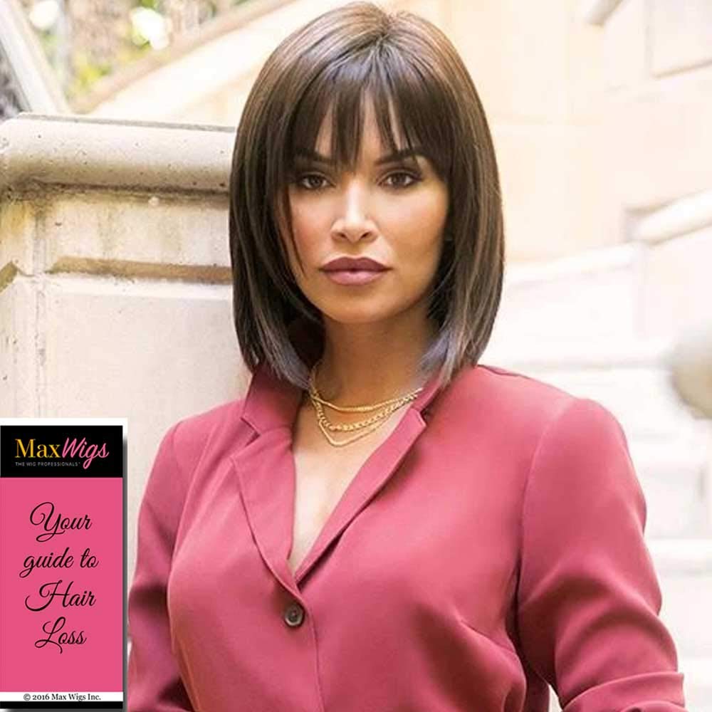 Alva Wig Capuccino Brown - 9.4 Inch Bob Cut with Tapered Fringe, Synthetic Fiber Wig with Natural Movement & Straight Hair Bundle (Includes MaxWigs Hairloss Booklet) - Perfect for Daily Wear, Cosplay, and Hair Loss Solutions