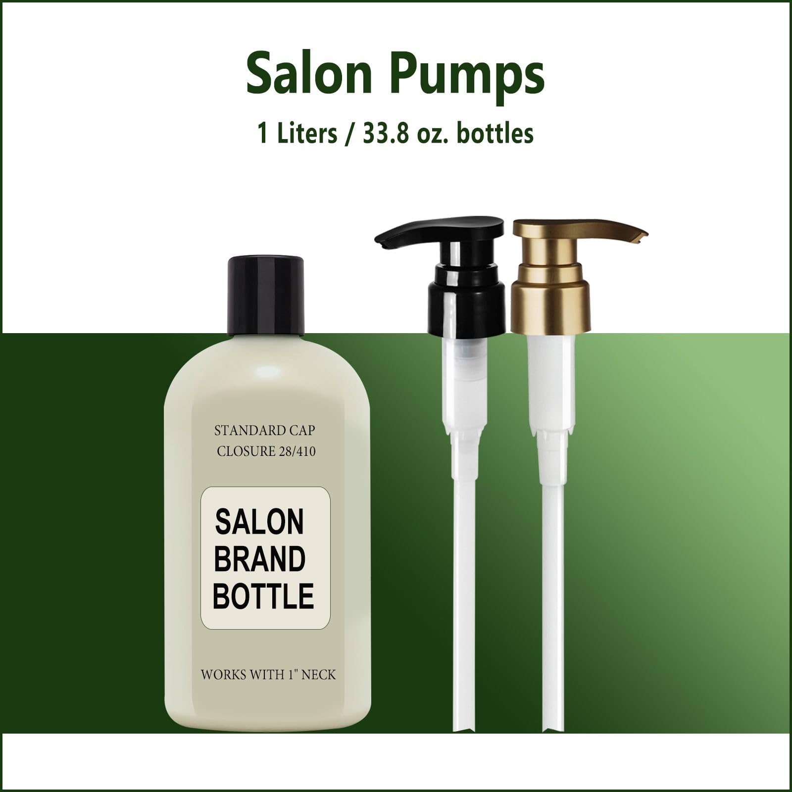 Amolliar 2-Pack Gold Replacement Pump Top for 1L/33.8oz Bottles - Fits 28/410 Neck Size Shampoo, Conditioner, Body Wash, Lotion & Hand Soap Dispenser - Perfect for Bathroom, Kitchen & Salon Use