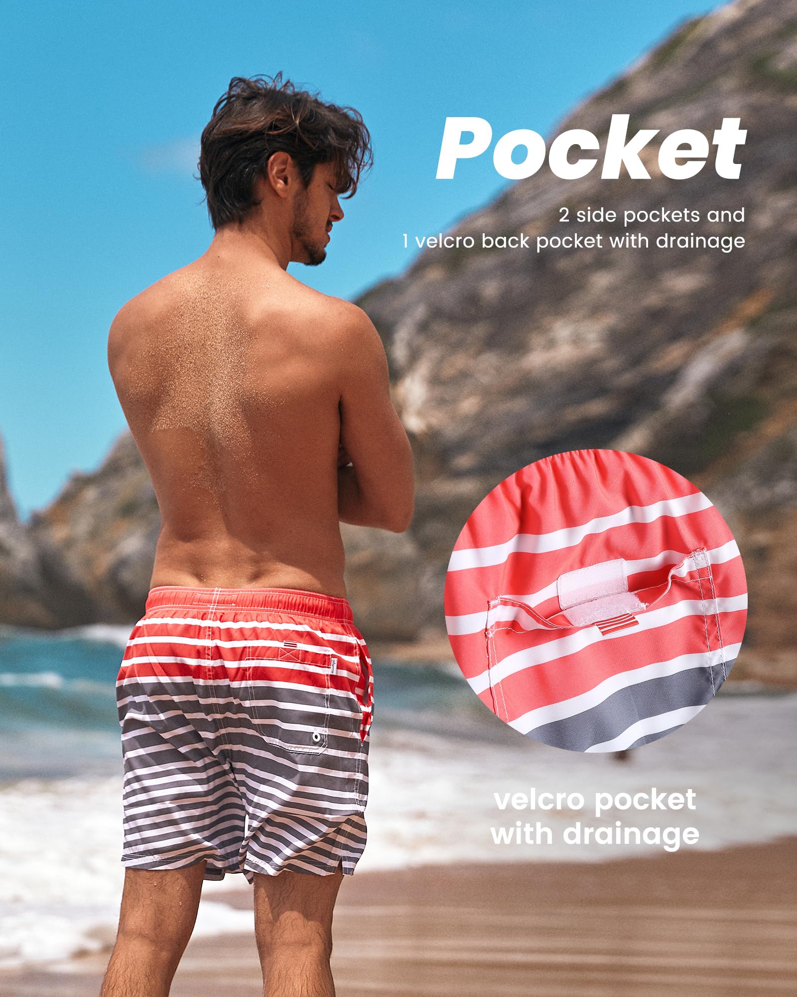 maamgic Men's Slim Fit Swim Shorts - 7 Inch Quick Dry Swim Trunks for Beach, Pool & Water Sports | Comfortable Athletic Swimwear