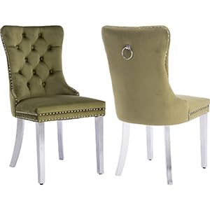 G-2 Olive Velvet, Silver Legs