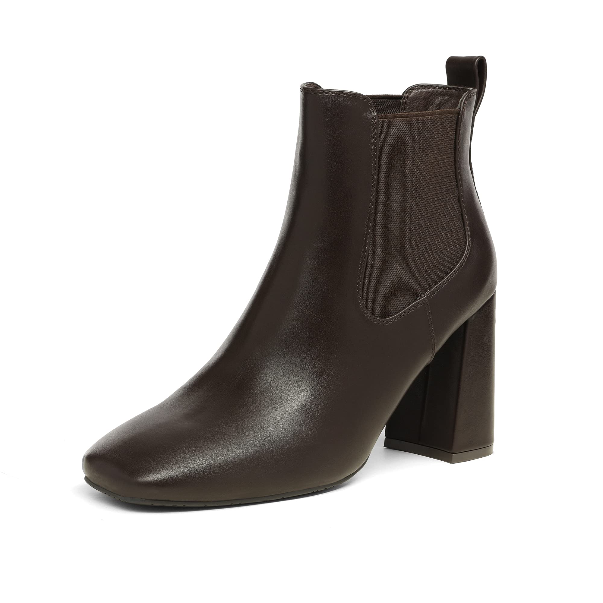 DREAM PAIRS Women's Black Ankle Boots - Square Toe Chunky Heel Chelsea Booties for Women | Comfortable & Stylish Fall/Winter Shoes for Work, Office & Casual Outfits