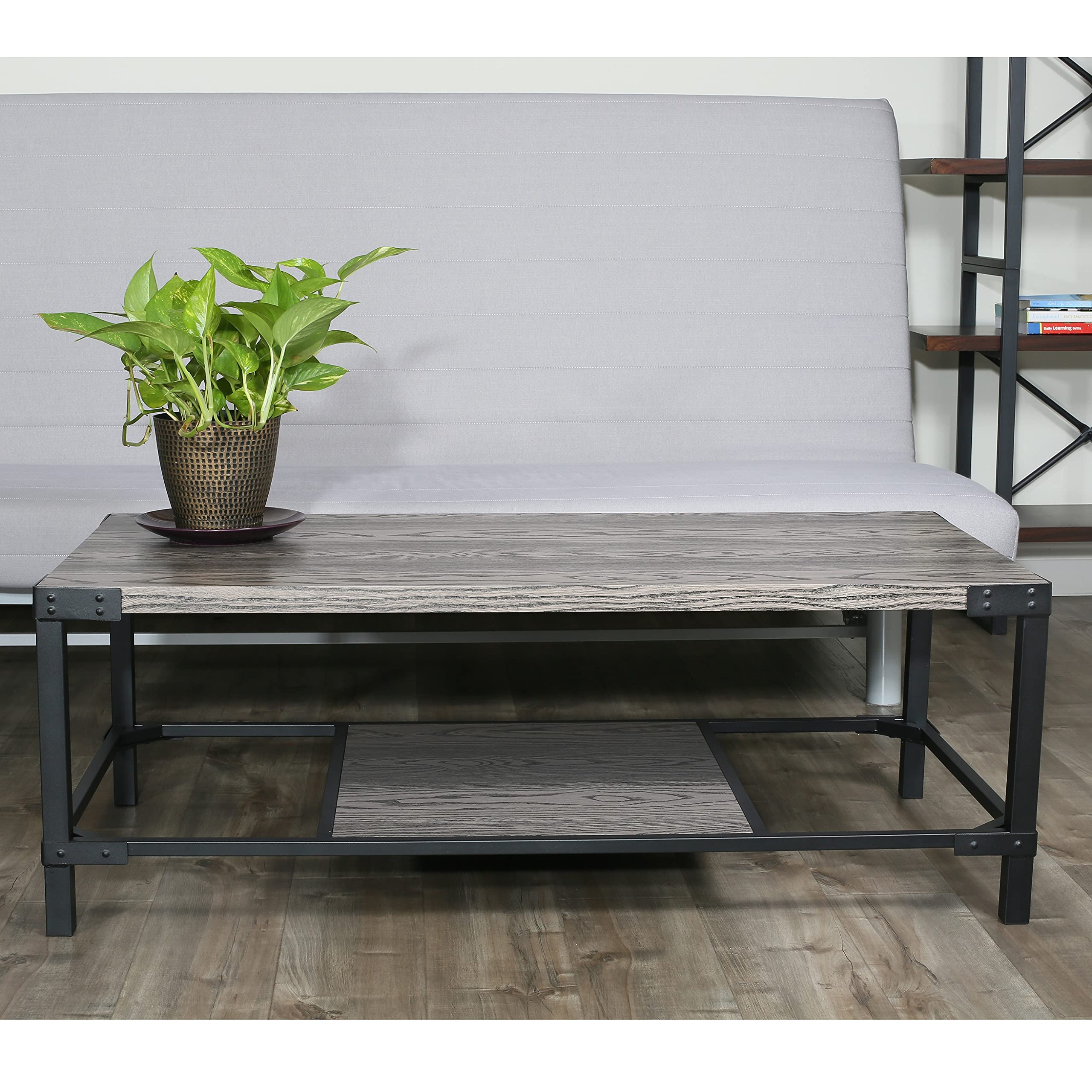 Davee Modern Coffee Table - Walnut Finish Rectangle Wood & Metal Frame - Stylish & Durable Living Room Furniture for Home Decor