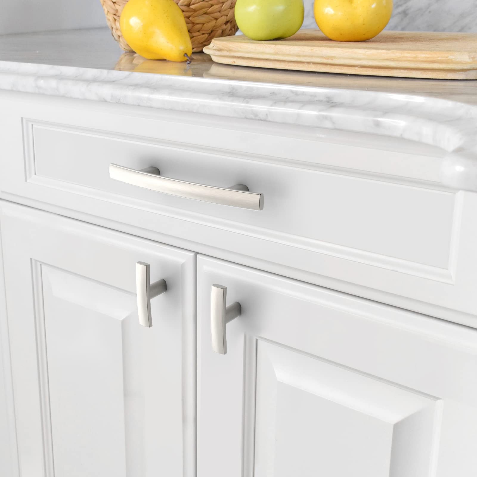 Amerdeco 30 Pack Brushed Satin Nickel Cabinet Knobs - 2 Inch Solid Zinc Alloy Single Hole Drawer Pulls - T Bar Hardware for Kitchen Cabinets, Cupboards & Furniture (ZH0003BSNK) - Perfect for Home Renovation & DIY Projects