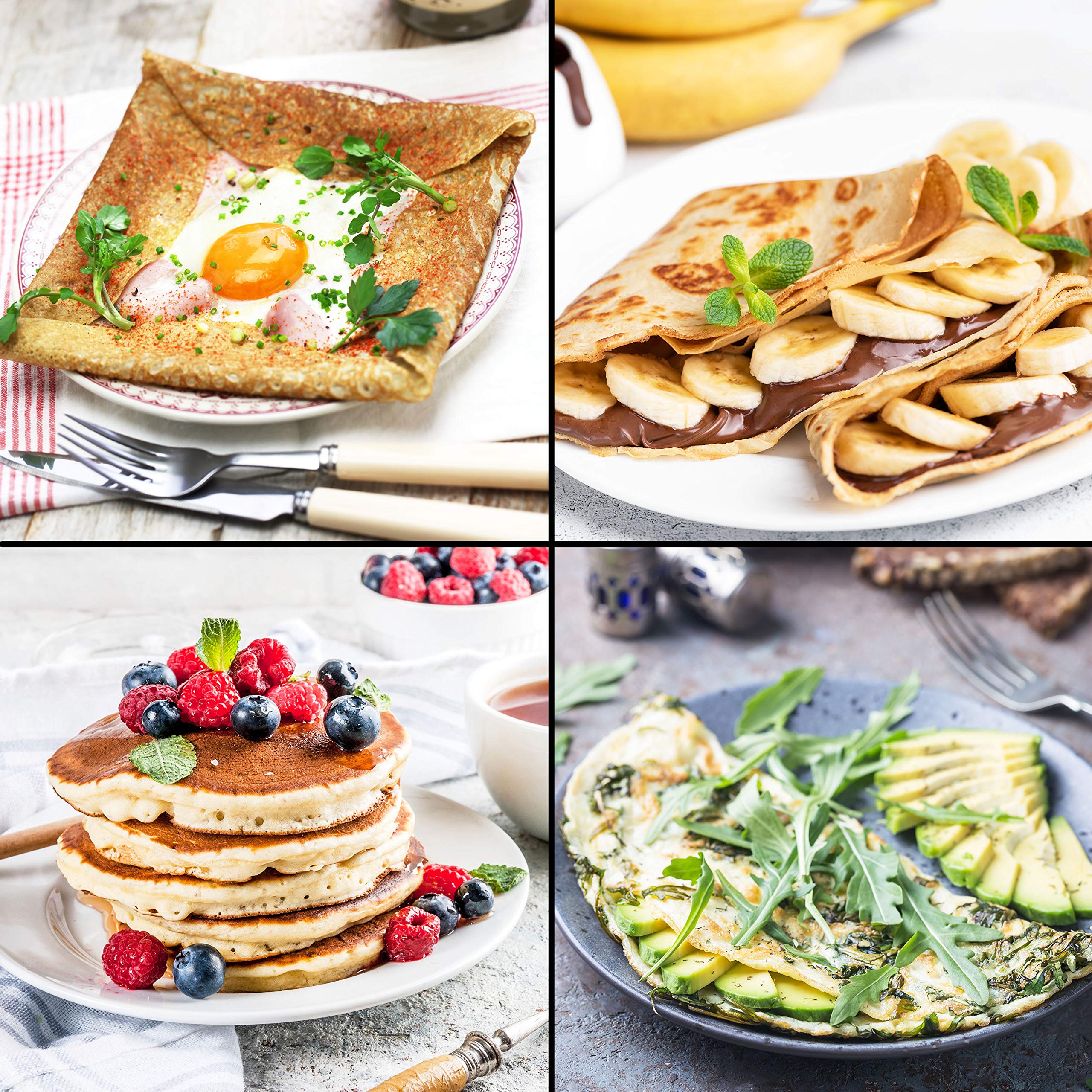 Duronic PM152 - 1500W Electric Pancake Maker, 37cm Non-Stick & Removable Plate, Adjustable Temperature, Includes Accessories - Perfect for Sweet & Savory Pancakes, Crepes, Omelets & More - Ideal for Breakfast, Brunch & Family Gatherings