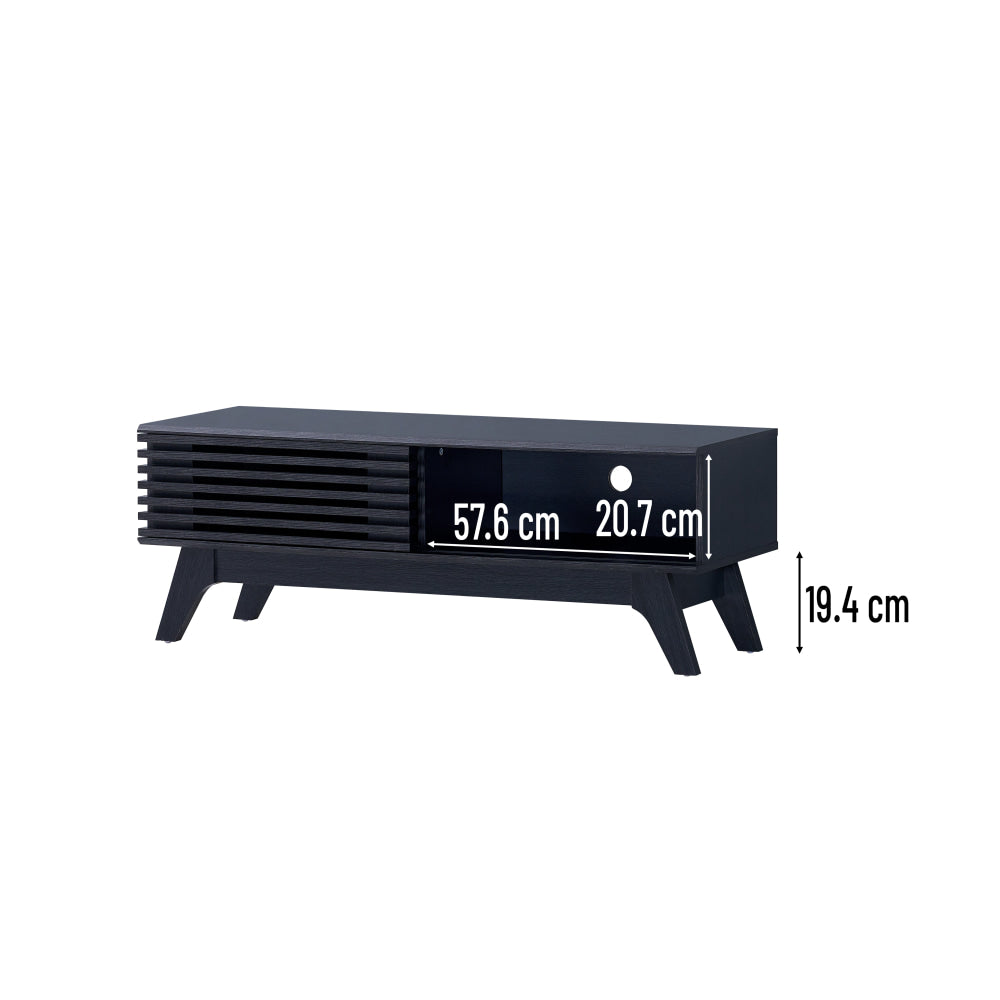 Camille 120cm Black Wooden Lowline TV Stand with 1 Door - Modern Entertainment Unit for Living Room, Bedroom & Home Theater