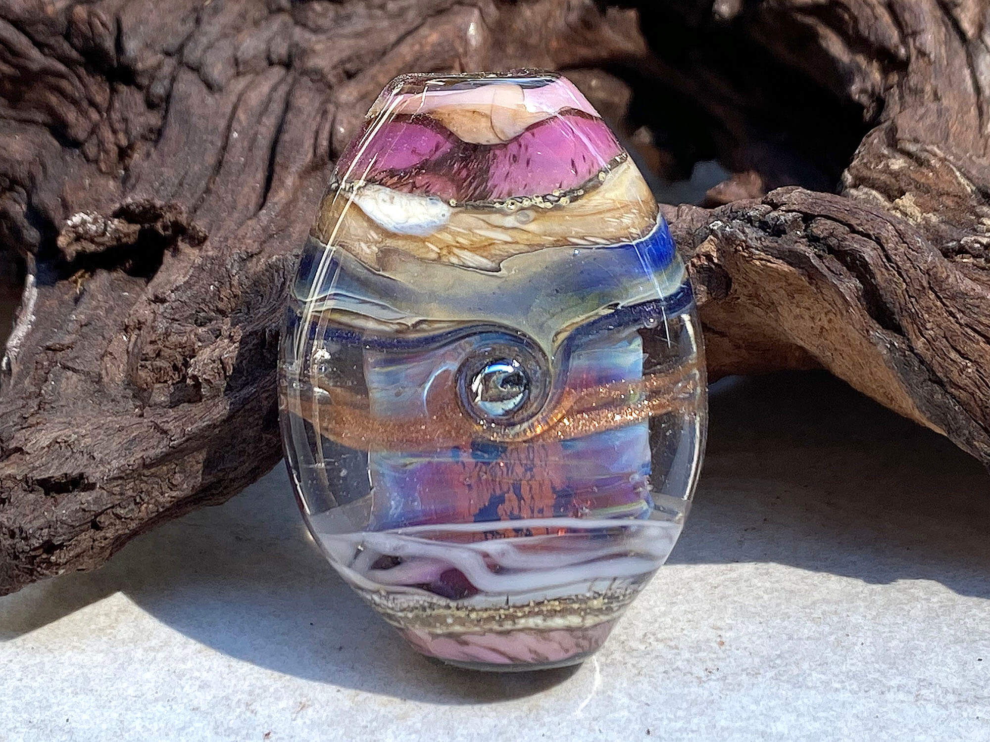 Natural Purple Fire Opal Handmade Lampwork Glass Bead - Unique Jewelry Making Supply for Necklaces, Bracelets & DIY Crafts