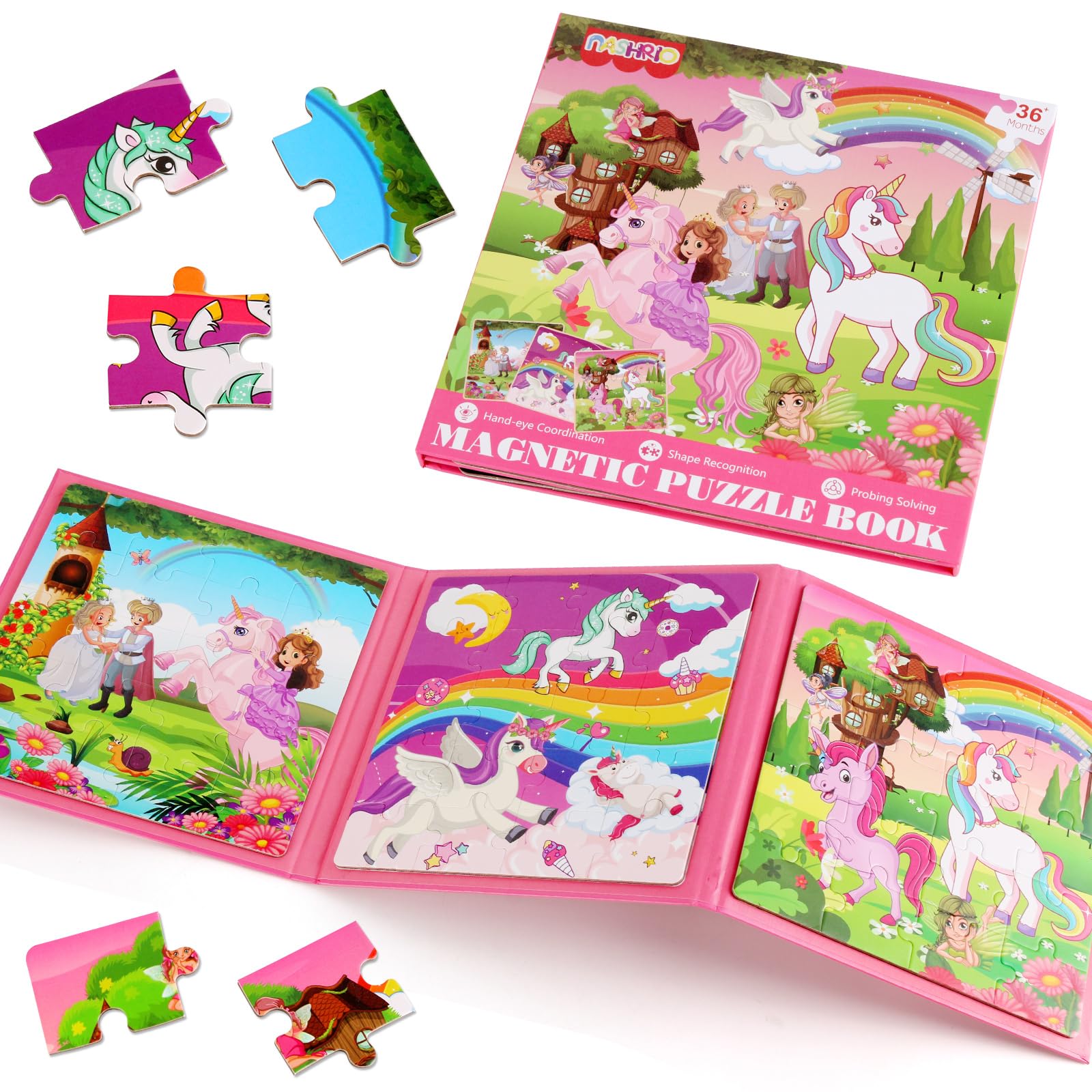 20-Piece Magnetic Unicorn Princess Puzzles for Kids Ages 3-6 | Educational Travel Learning Toys for Toddlers | Perfect Road Trip & Airplane Activities for Boys and Girls | STEM Early Childhood Development Gift