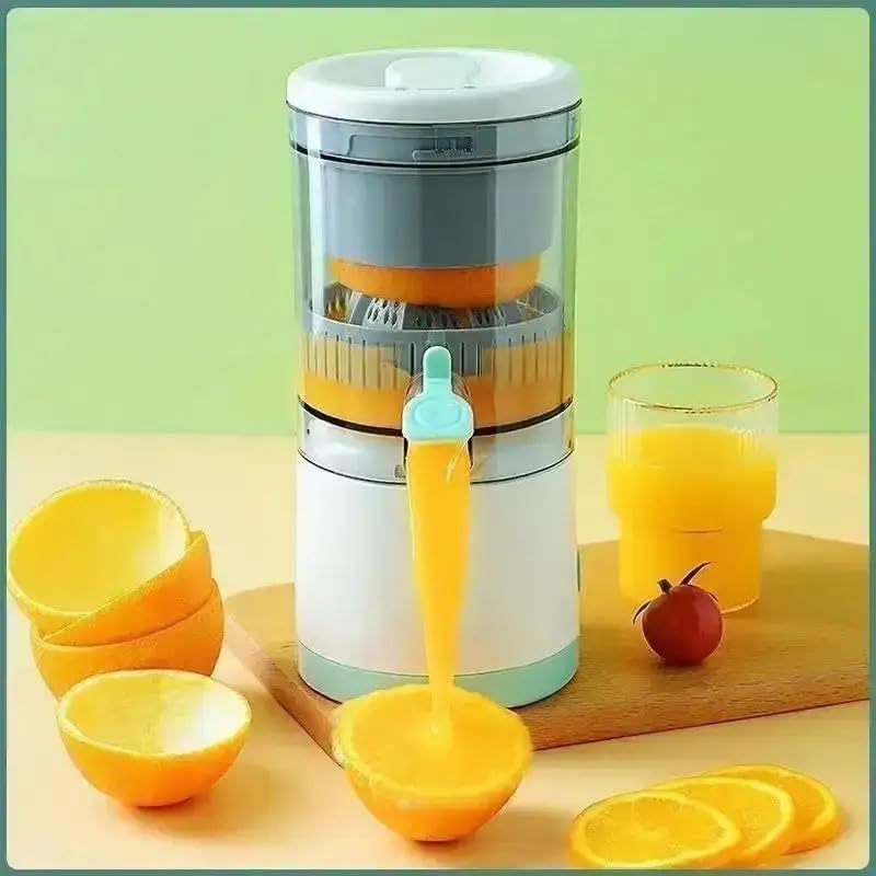 Electric Citrus Juicer - Portable USB Rechargeable Manual Orange Lemon Squeezer with Charging Cable | Wireless Handheld Juice Extractor for Kitchen, Camping & Healthy Breakfast | BPA Free Fruit Press