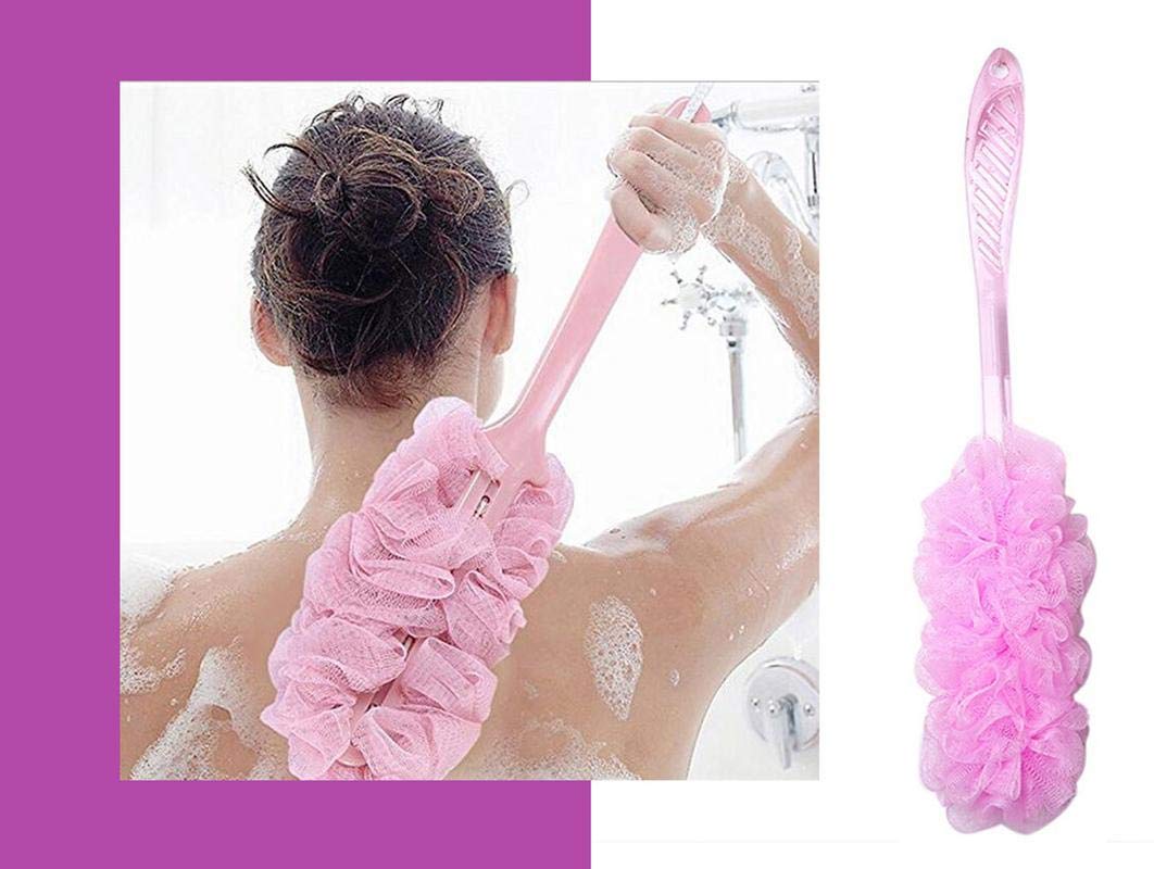 Shri Kanth Art® Exfoliating Bath Loofah Back Scrubber with Long Handle for Men & Women - 2 Pack (Pink) | Perfect for Deep Cleansing & Spa-Like Shower Experience