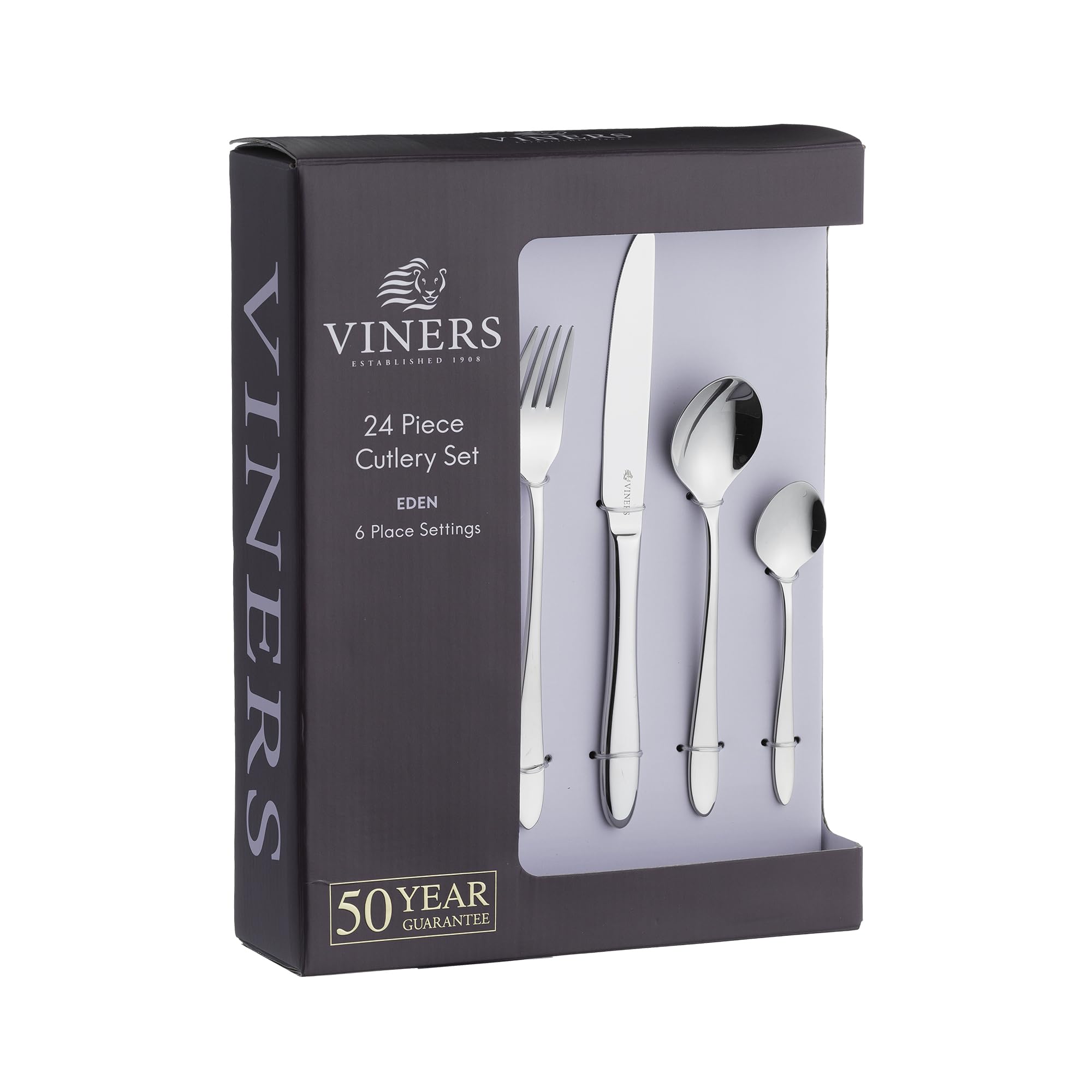 Premium 24-Piece Stainless Steel Cutlery Set for 6 People - Elegant Silver Flatware Gift Box for Weddings, Dinner Parties & Formal Dining