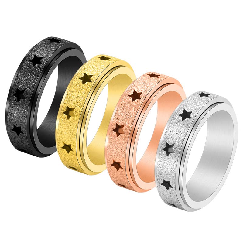 Keep Going Inspirational Spinner Ring - Stainless Steel Motivational Jewelry for Teens & Women, Star Glitter Matte Finish, Sizes 5-12 - Perfect for Graduation Gifts, Daily Encouragement & Stress Relief