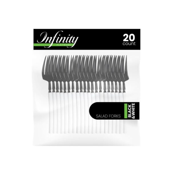 Premium Infinity Collection Black & White Flatware Set - 20-Piece Stainless Steel Cutlery for Dining, Parties & Gifts | Elegant Tableware for Home, Restaurant & Special Occasions