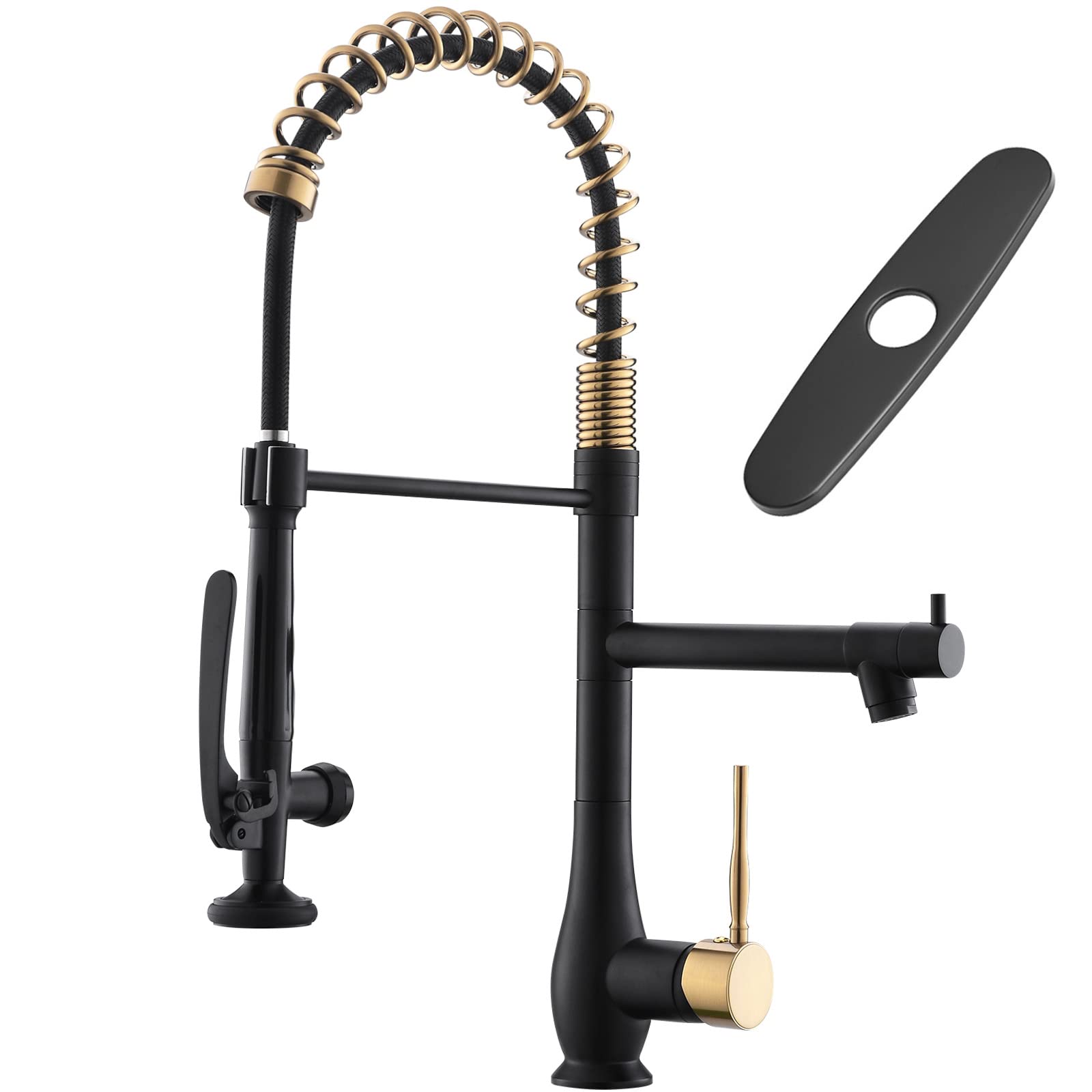 Black Gold Kitchen Faucet with Pull Down Sprayer - High Pressure Stainless Steel for Commercial Kitchens
