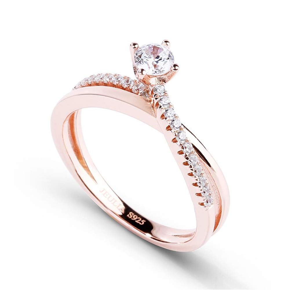14K Gold Plated Rose Gold X Rings for Women - Sterling Silver Cubic Zirconia Eternity Rings, Wedding Engagement Anniversary Promise Rings & Bridal Sets - Perfect for Proposals, Vow Renewals & Special Occasions