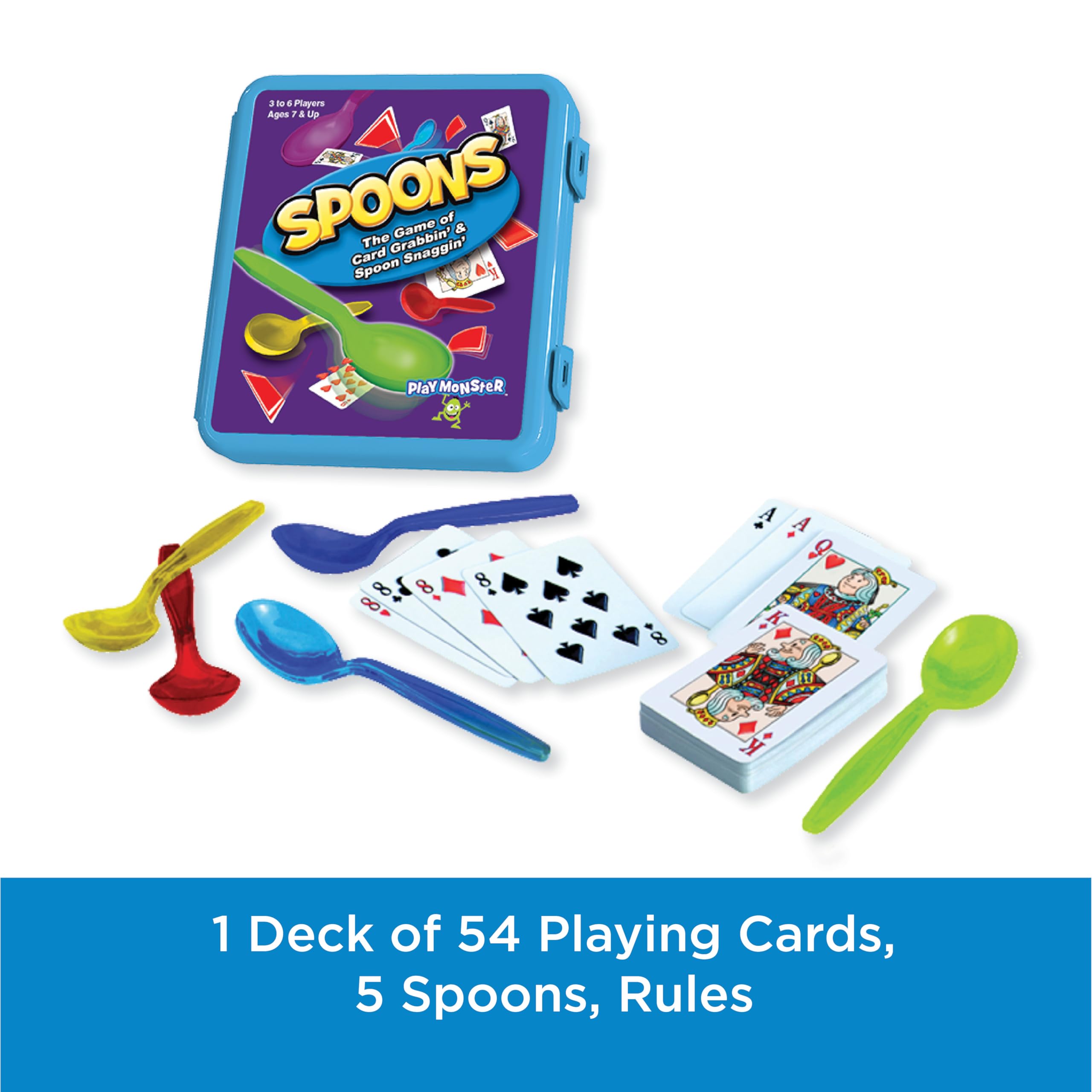 Premium Spoons Card Game Set - Family Fun Travel Game for 3-6 Players Ages 7+ with Playing Cards & Storage Case - Perfect for Game Nights, Parties & Road Trips