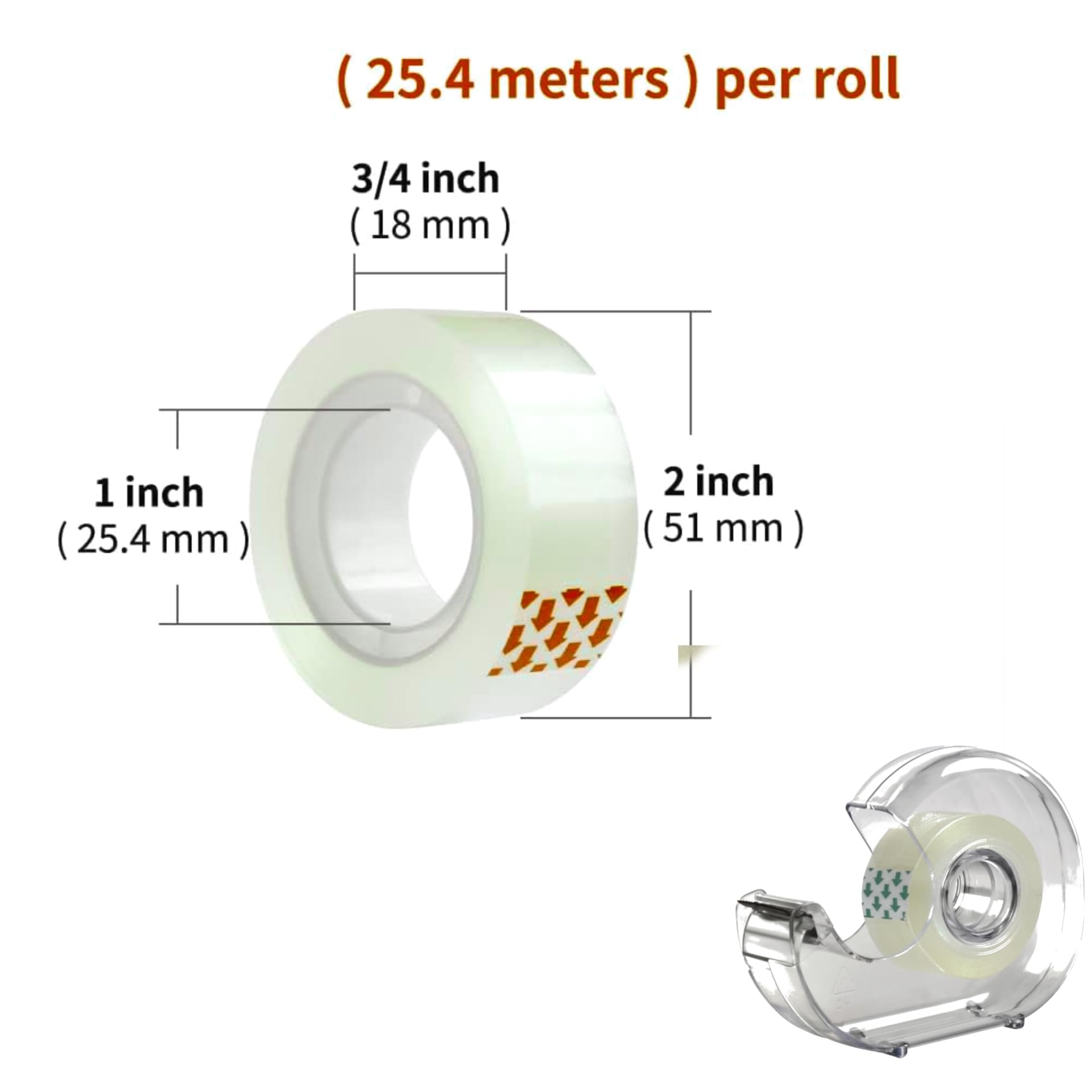 Stesnari Clear Cell Tape - 18mm x 25m (Pack of 6) | Transparent Adhesive Tape for Office, School & Packaging | Strong Hold for Sealing Boxes, Wrapping Gifts & Crafting