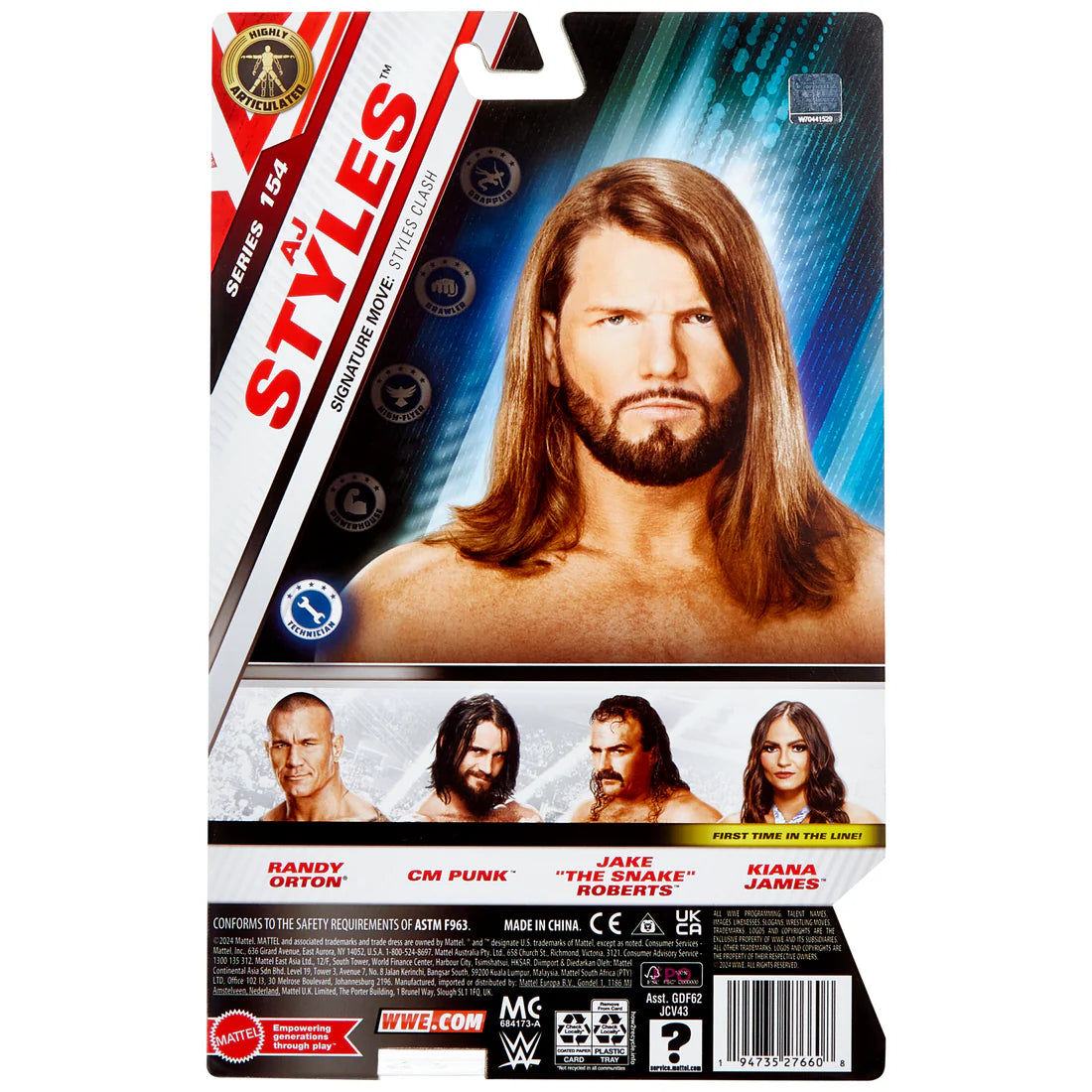 WWE AJ Styles Action Figure - Collectible Wrestling Toy for WWE Main Event 154 | Perfect for Fans, Collectors & Play Battles