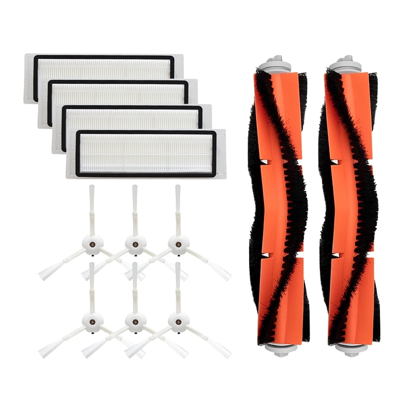 6 Side Brush + 4 HEPA Filter + 2 Main Roller Brush Replacement Parts for Xiaomi Vacuum 2/Roborock S50/S51/MI Robot Vacuum Cleaner - Compatible Vacuum Cleaner Accessories Kit for Home Cleaning & Pet Hair Removal