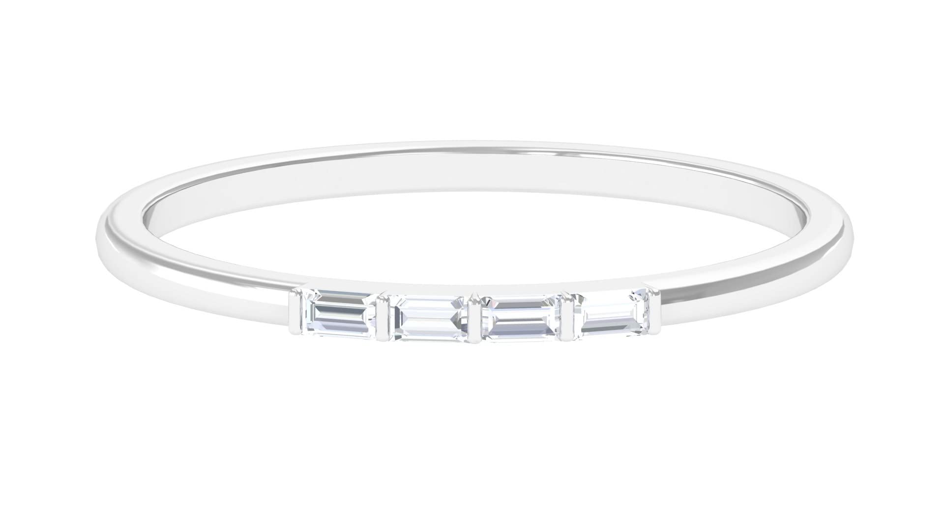 14K Solid Gold Simple Wedding Ring - Minimalist Bridal Band with HI-SI Diamond, Baguette Cut Stackable Promise Ring for Women | Perfect for Engagement, Anniversary, Bridesmaid Gifts & Everyday Wear
