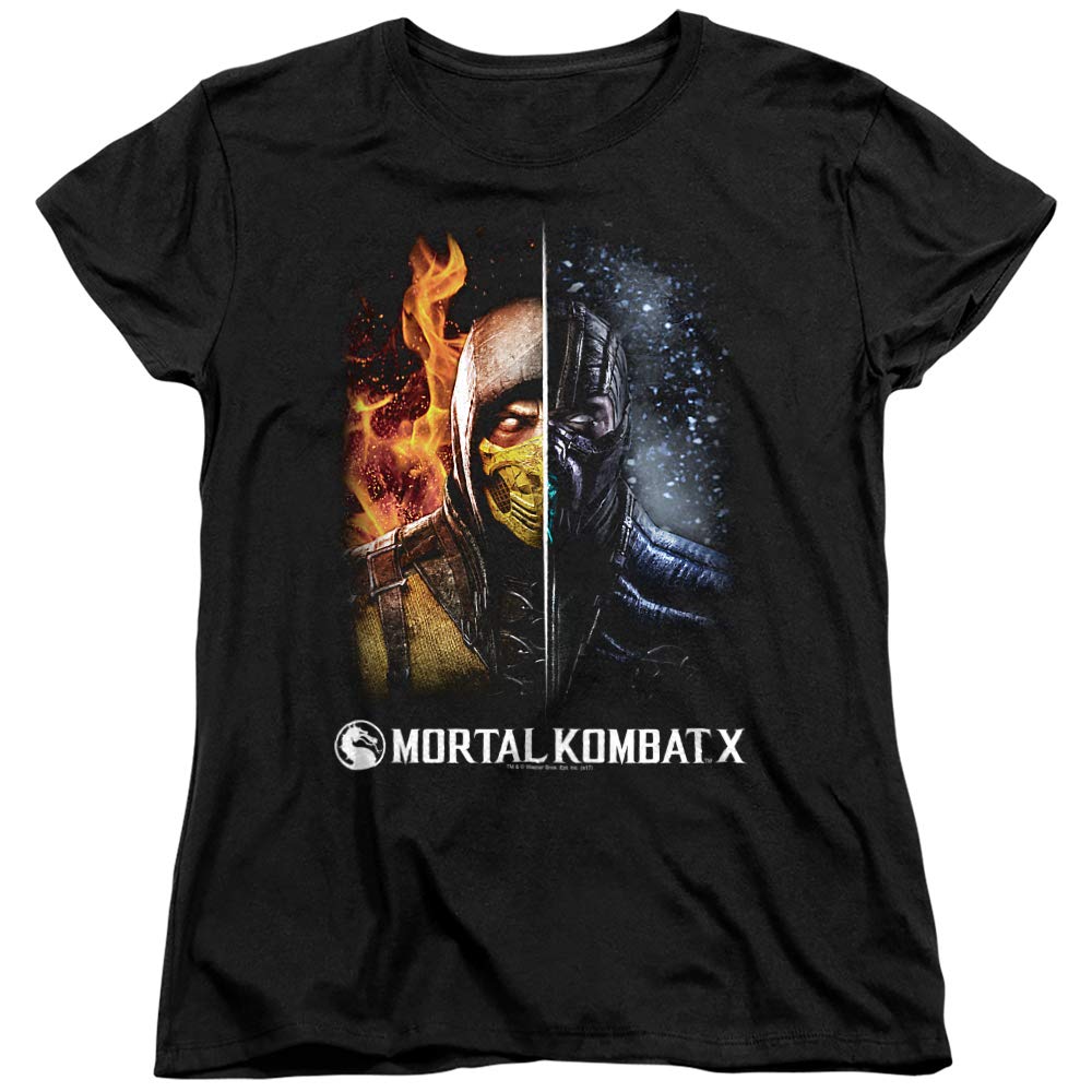 Mortal Kombat Fire and Ice Women's Graphic T-Shirt - Cool Gaming Tee for Casual Wear, Cosplay & Video Game Fans