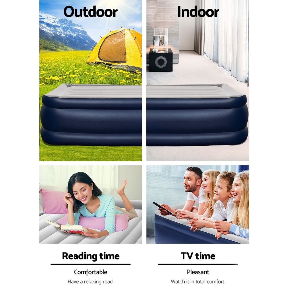 Inflatable King Air Mattress with Built-in Pump - Portable Airbed for Camping, Travel & Guest Sleeping - Quick Inflation & Comfortable Sleep Solution