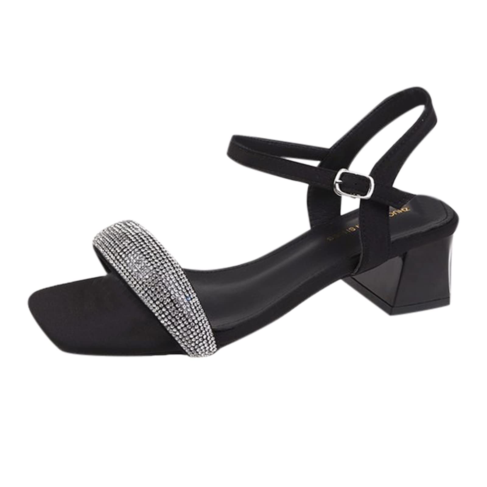 Women's Fashion Breathable Lace-Up Rhinestone Bow Sandals with Chunky Heels - Comfortable Summer Casual Shoes for Outdoor, Party & Date Night