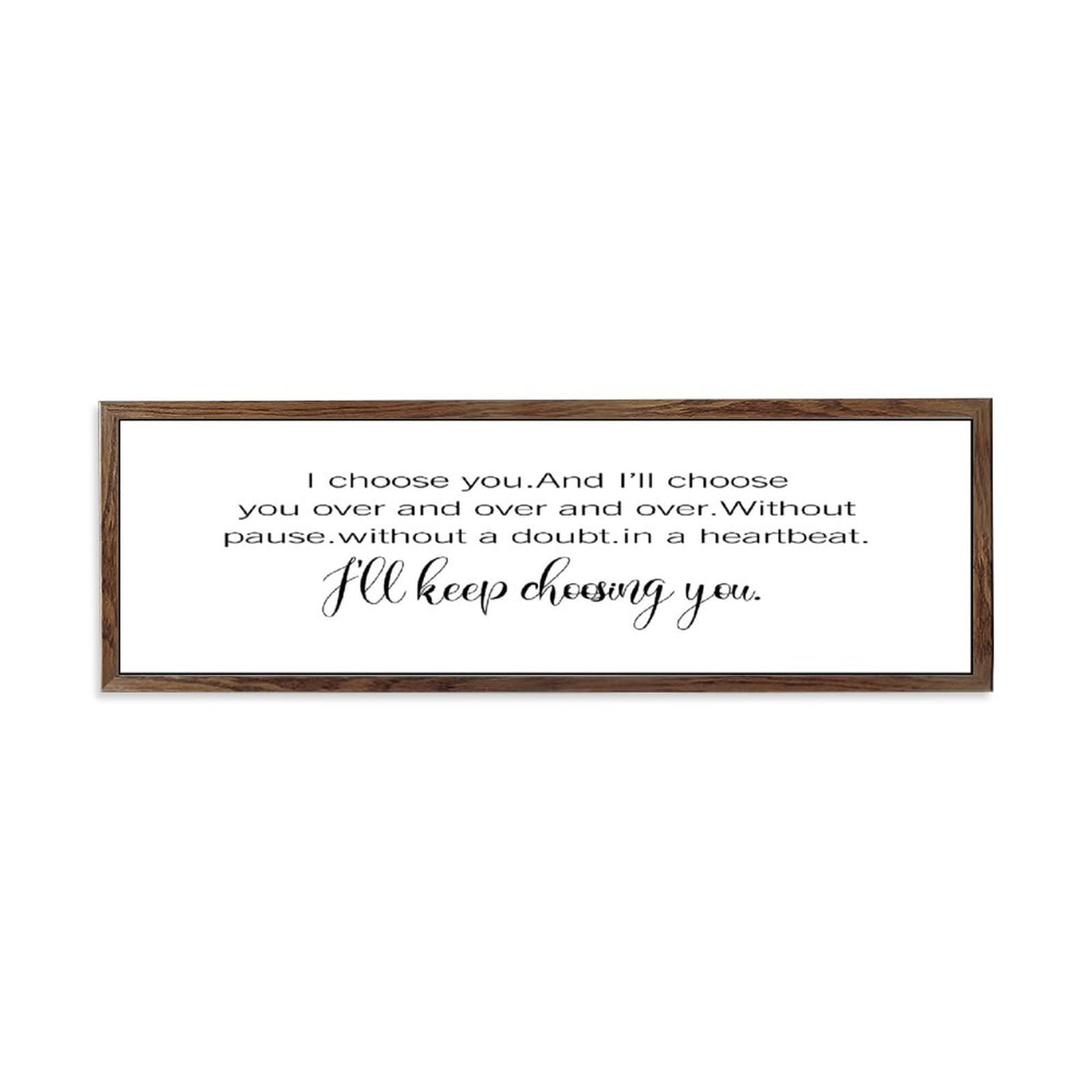 Personalized Wooden 'I Choose You' Sign - 6x20 Inch Romantic Bedroom Wall Decor for Couples, Master Bedroom, Above Bed - Perfect for Anniversary Gifts & Home Décor