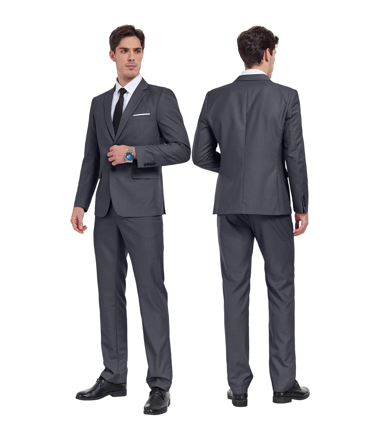 2 Piece Slim Fit Men's Suit - Groomsmen Tuxedo & Prom Blazer with Tie | Wedding, Formal Events & Business Attire | Classic Two Button Jacket & Pants Set for Special Occasions