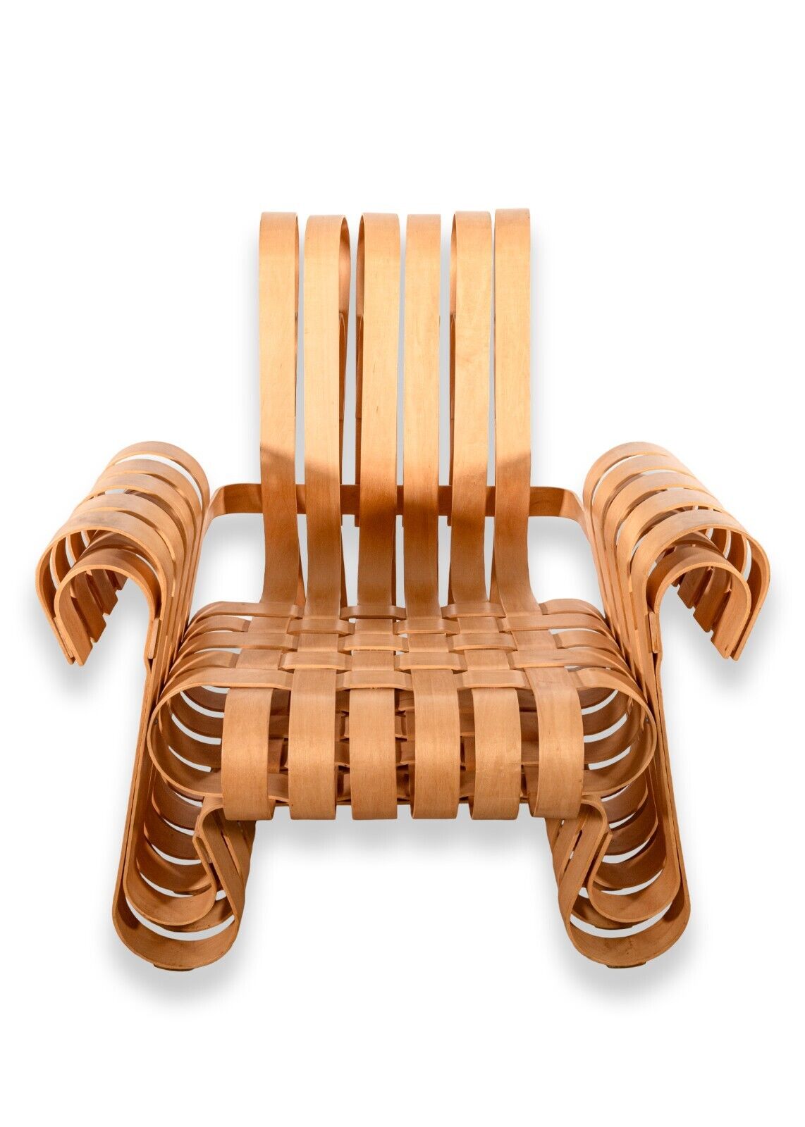 Knoll Frank Gehry Power Play Bentwood Armchairs Set with Ottoman - Modern Sculptural Dining Chairs for Contemporary Living Room & Office Spaces