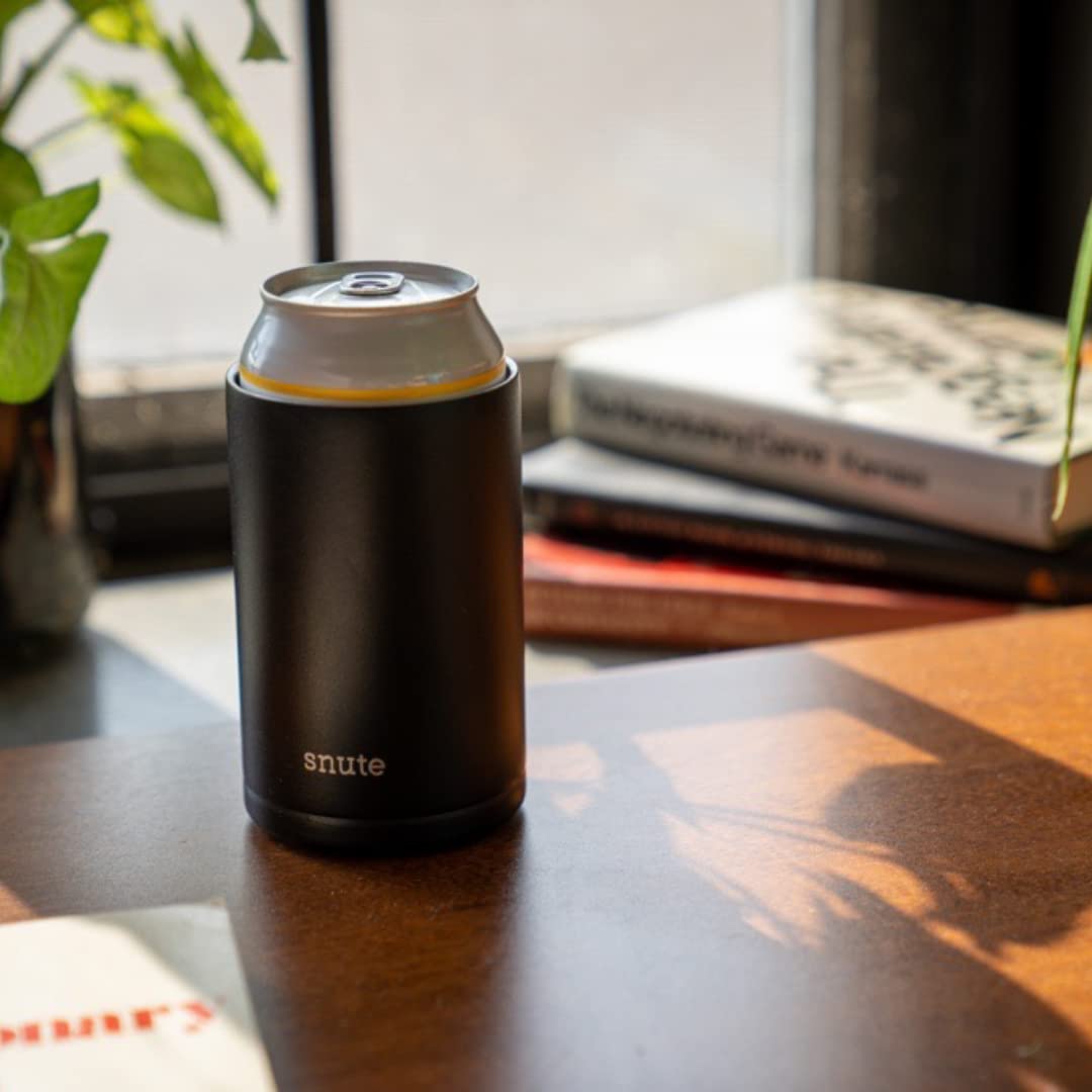 2-in-1 Insulated Can Cooler & Tumbler - 12oz Stainless Steel Beer, Soda, Energy Drink & Hard Seltzer Cooler (Black) - Perfect for Camping, Beach, BBQs & Outdoor Parties