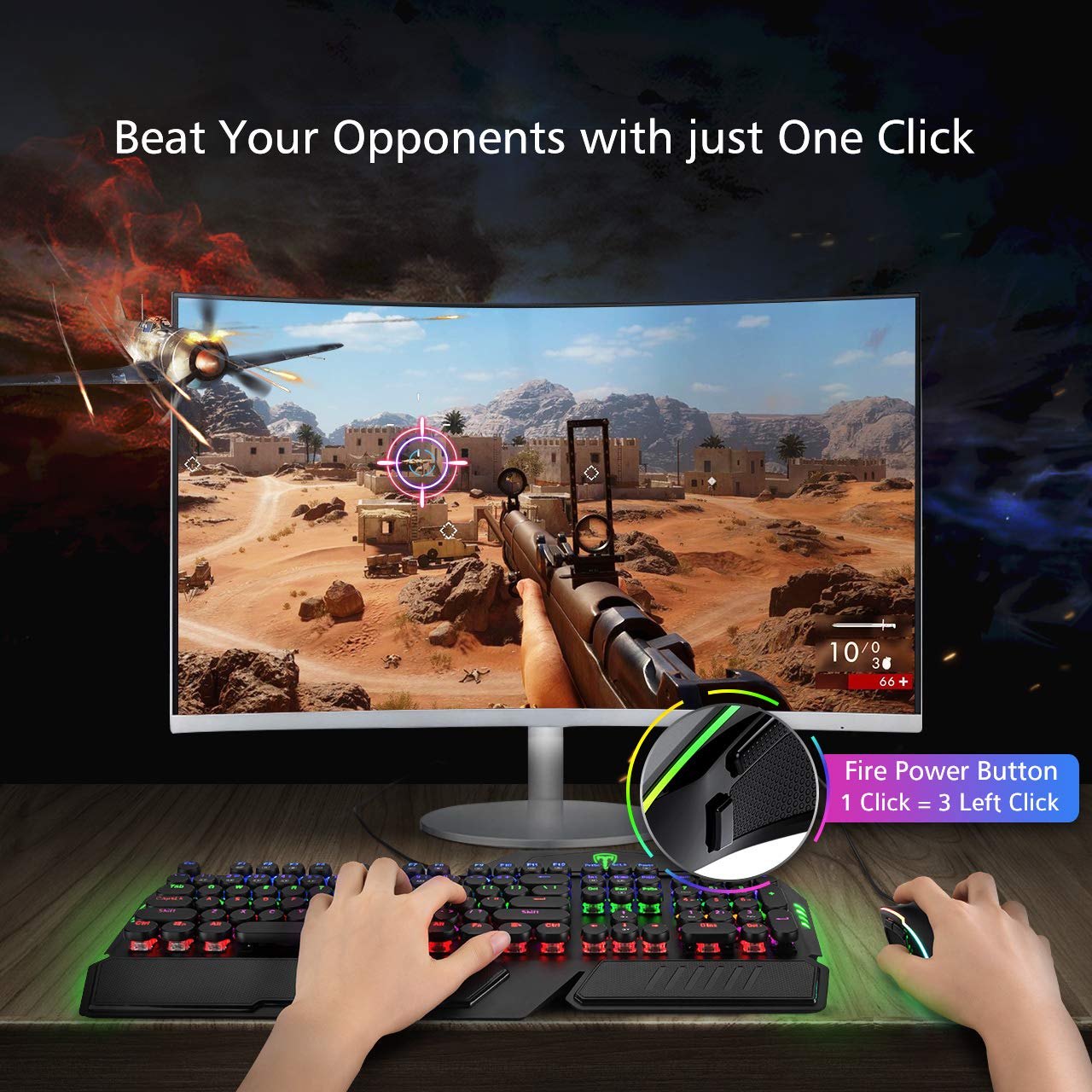 Vollion RGB Gaming Mouse Wired - 8 Programmable Buttons, Chroma RGB Backlit, 7200 DPI Adjustable, Ergonomic Optical PC Gaming Mouse with Comfortable Grip & Shutton Button (Black) - Perfect for FPS, MOBA & MMO Games on PC & Laptop