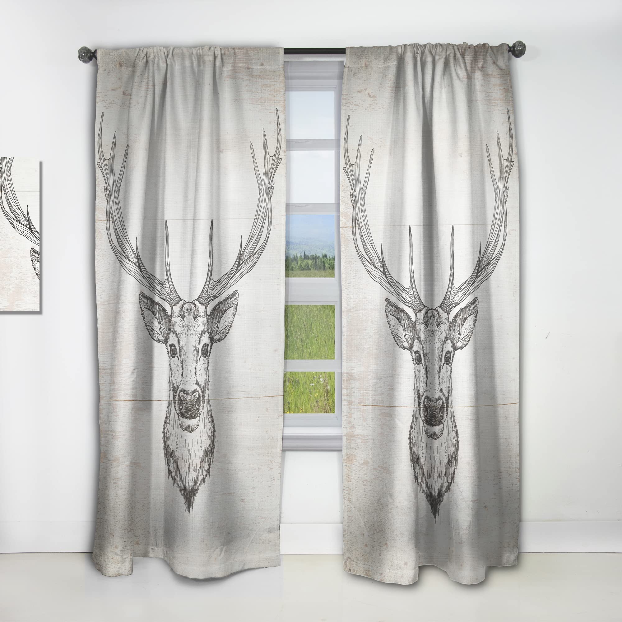 DesignQ Thermal Insulated Curtains - Deer Wild & Beautiful IV - 52x108 Single Panel for Bedroom & Living Room - Energy Saving, Blackout Drapes for Home Decor