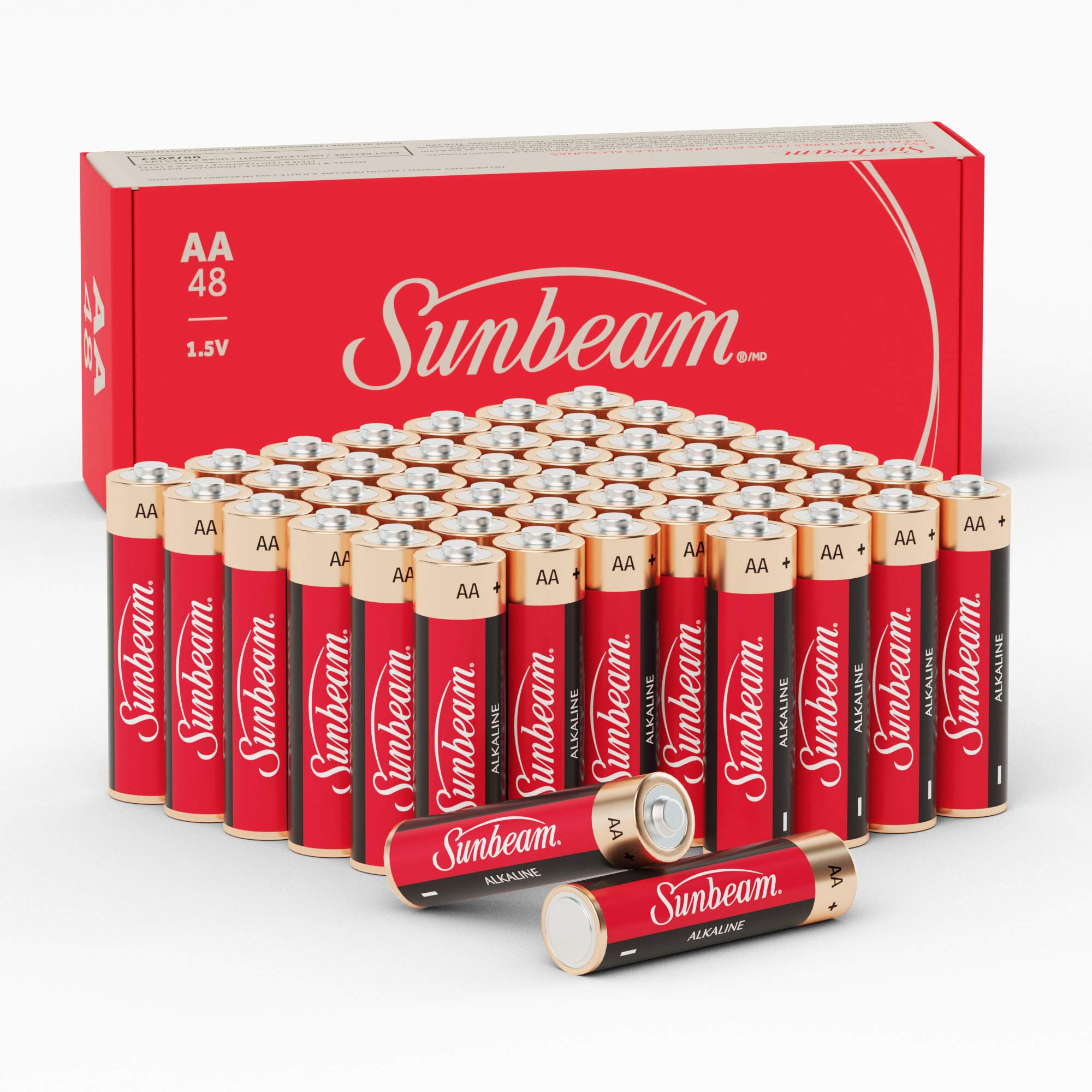 Sunbeam 16720 48 Pack AA High-Performance Alkaline Batteries - Long Lasting Power for Toys, Remote Controls & Electronics (Easy Open Value Pack) - Perfect for Home, Office & Emergency Use