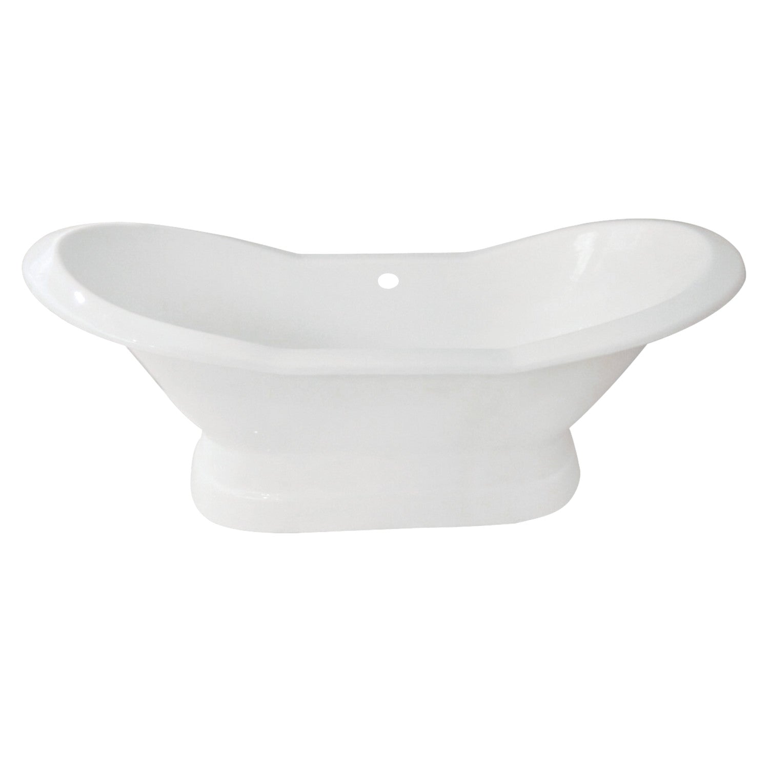 Aqua Eden 72 Inch White Cast Iron Oval Double Slipper Pedestal Bathtub - No Faucet Drillings | Freestanding Soaking Tub for Luxury Bathroom & Spa Relaxation