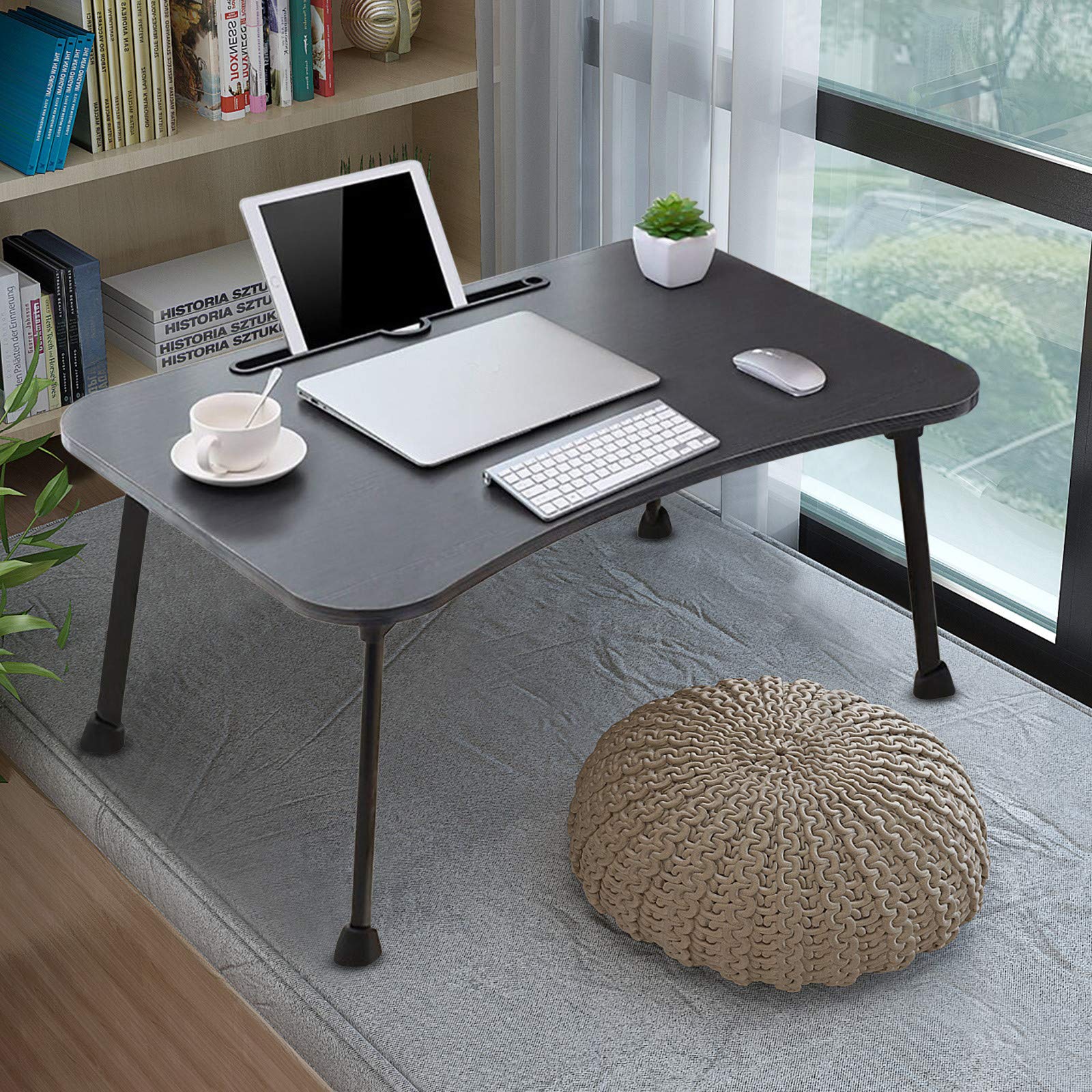 Foldable Lap Desk with Adjustable Height - Portable Laptop Table for Bed, Sofa & Floor, Multi-Functional Bed Tray for Eating, Reading, Working & Studying | Perfect for Home Office, Dorm Room & Travel Use