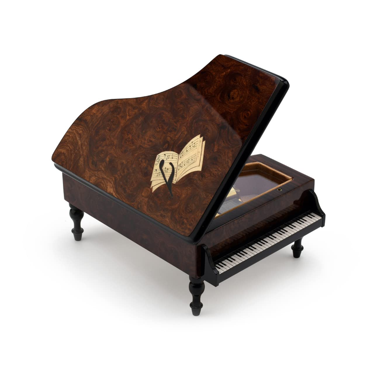 Handmade 30-Note Italian Grand Piano Music Box with Sheet Music Inlay - Plays Minuet in G - Perfect for Weddings, Anniversaries & Home Decor