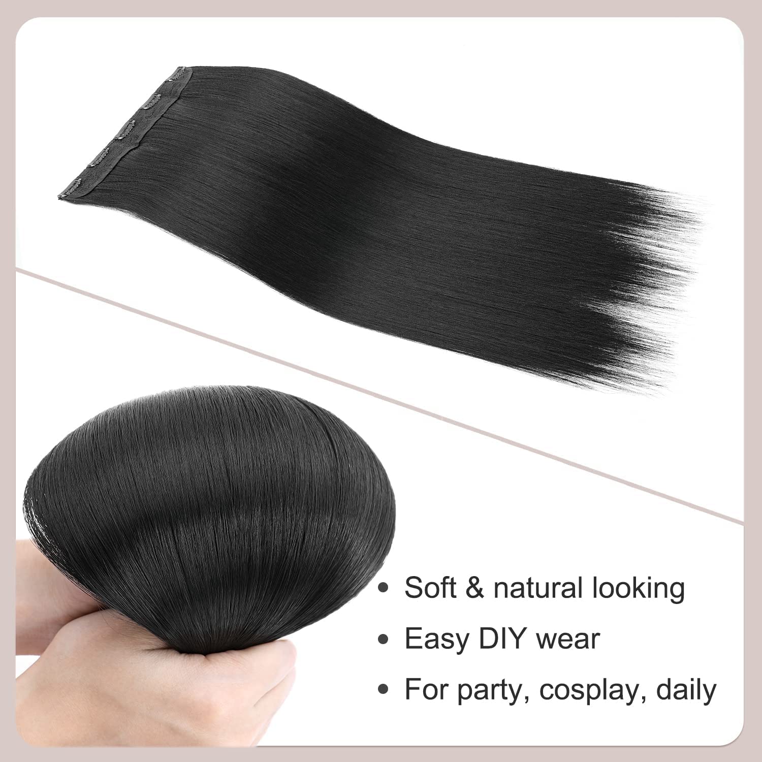 OSEN 20-Inch Straight Human Hair Extensions - 5 Clips, ¾ Head, 120g, Natural Color - Instantly Add Length & Volume for Women | Perfect for Daily Styling, Parties & Special Occasions