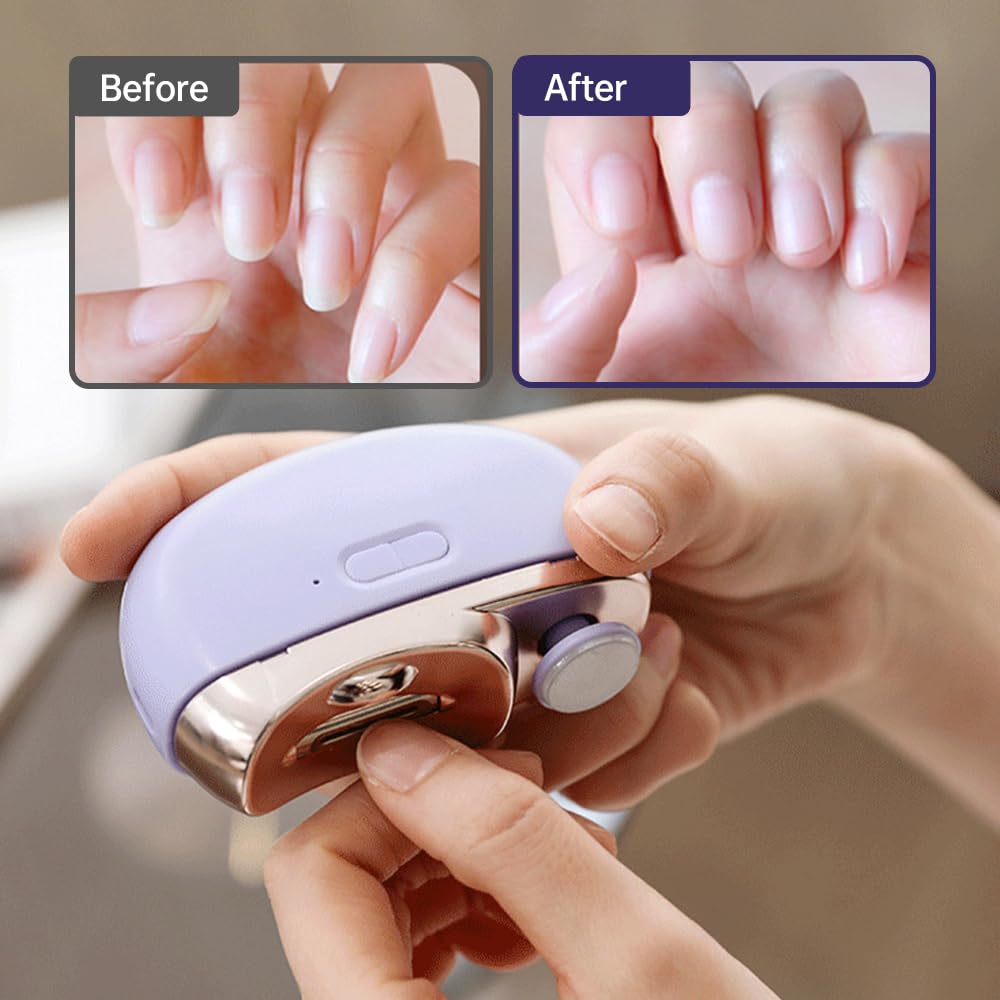 3 in 1 Electric Nail Clipper & Polisher - Automatic Nail Trimmer with 2 Adjustable Speeds for Adults, Seniors & Students - Upgraded Pink Nail Care Kit for Home, Travel & Salon Use