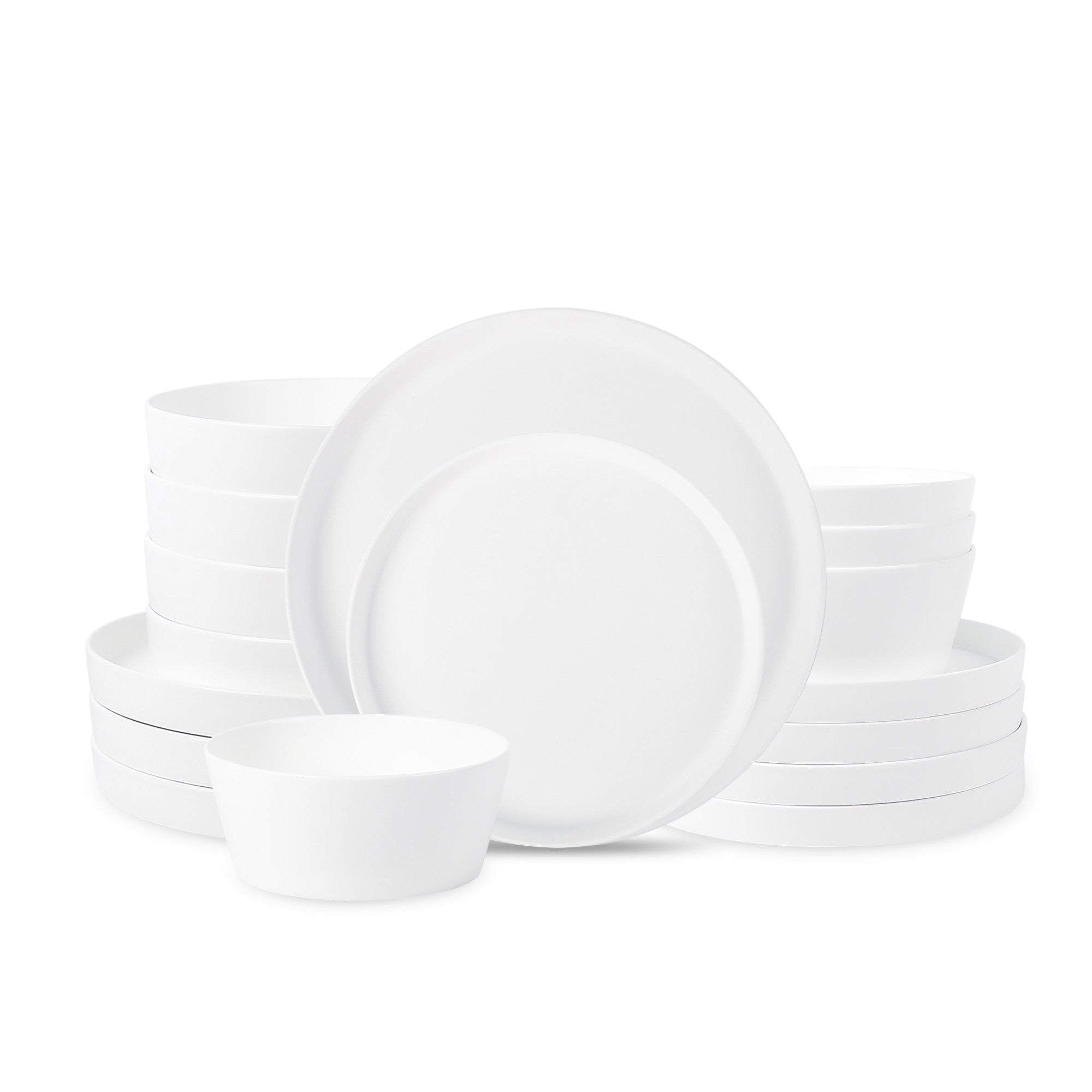 Fosca 16-Piece Bone China Dinnerware Set - Matte White Porcelain Tableware for Fine Dining, Weddings & Special Occasions