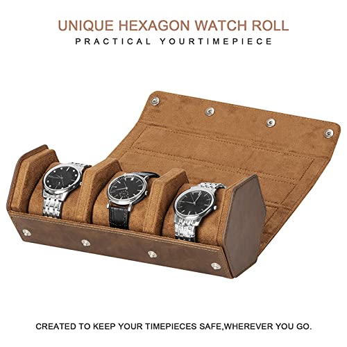 VALINK Men's Watch Travel Case - 3 Slot PU Leather Watch Roll Storage Box for Display & Protection | Perfect for Travel, Business Trips & Watch Collectors