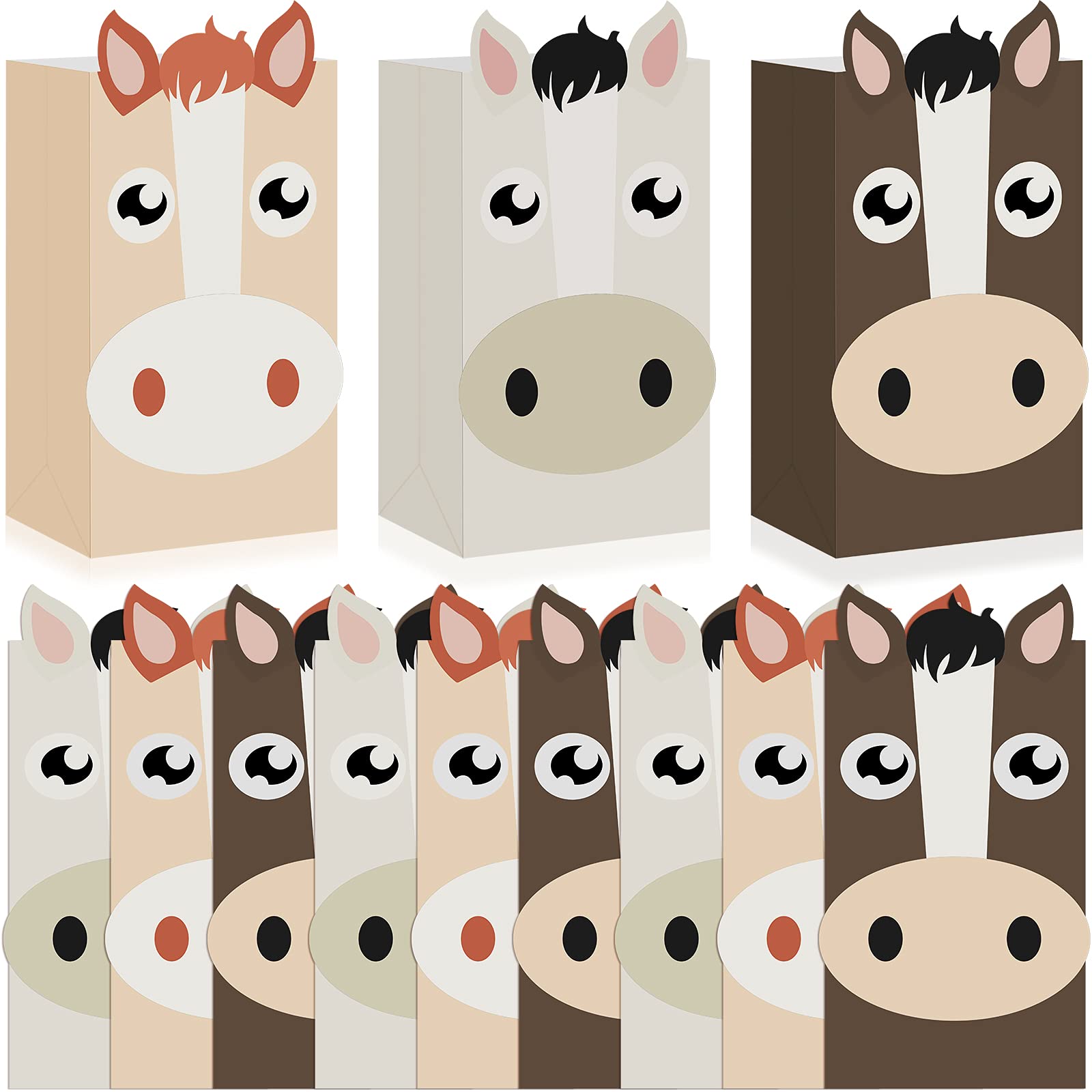 24-Piece Horse Party Favor Bags - Western Cowboy Cowgirl Farm Theme Treat Bags for Candy & Goodies - Perfect for Christmas, Birthday Parties, Baby Showers & Equestrian Events (Horse Design)